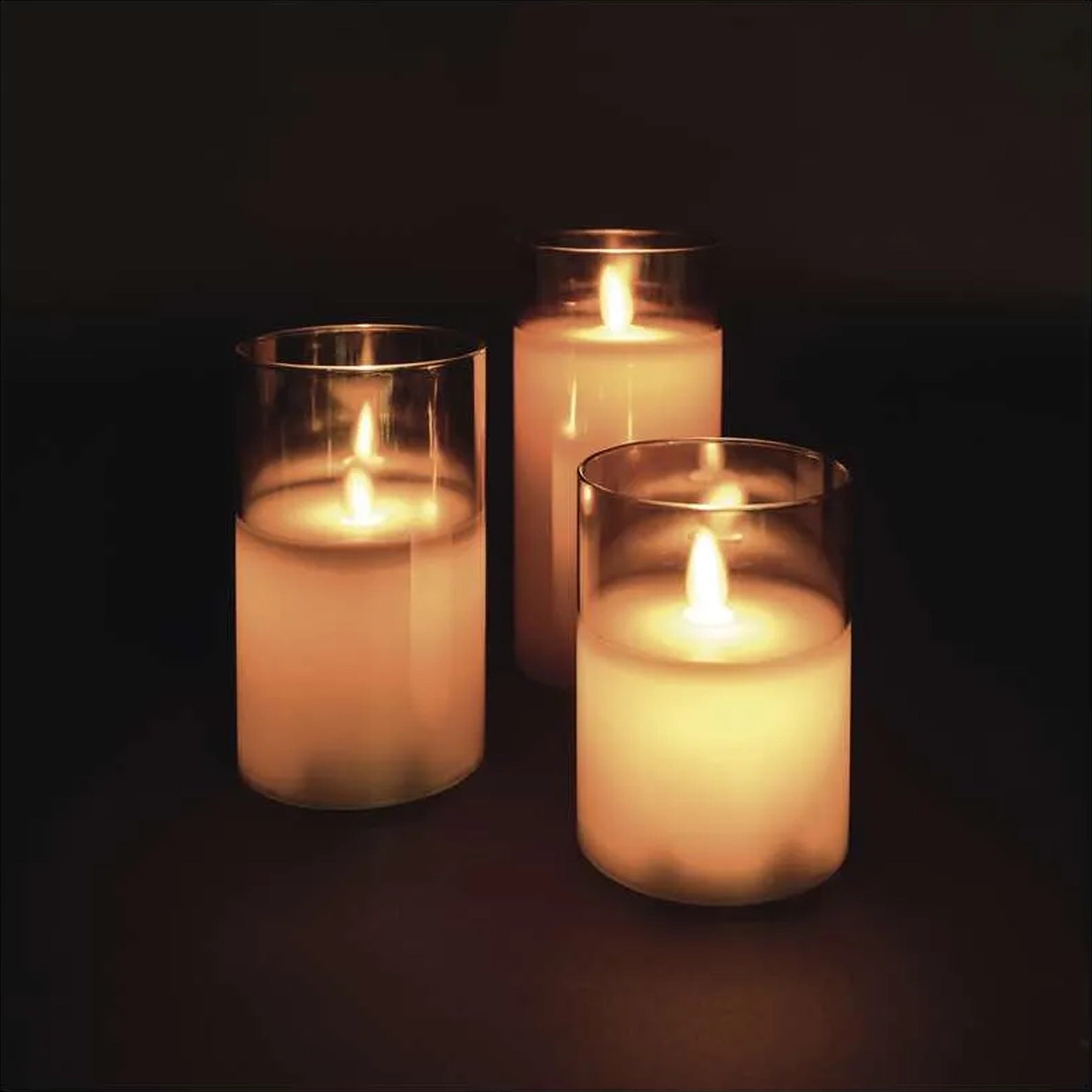 Voštane svijeće u staklu, 3 komada, LED, toplo bijela, 6xAA, IP20, 10-15cm