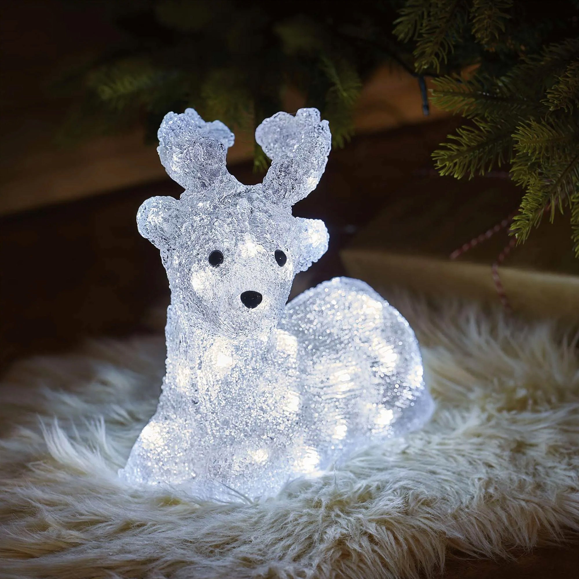 LED Christmas deer, indoor and outdoor, cool white, timer, 27cm