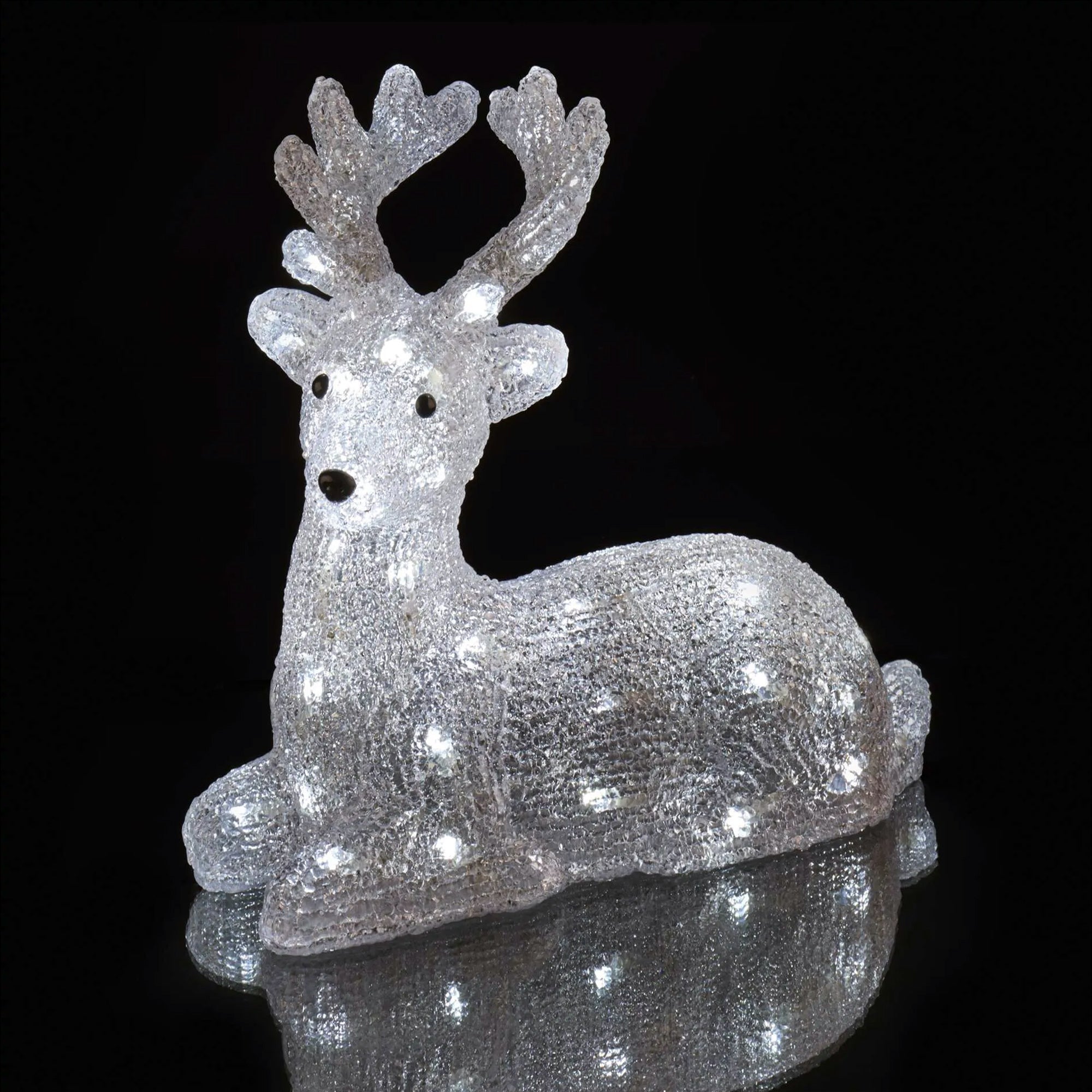 LED Christmas deer, indoor and outdoor, cool white, timer, 27cm