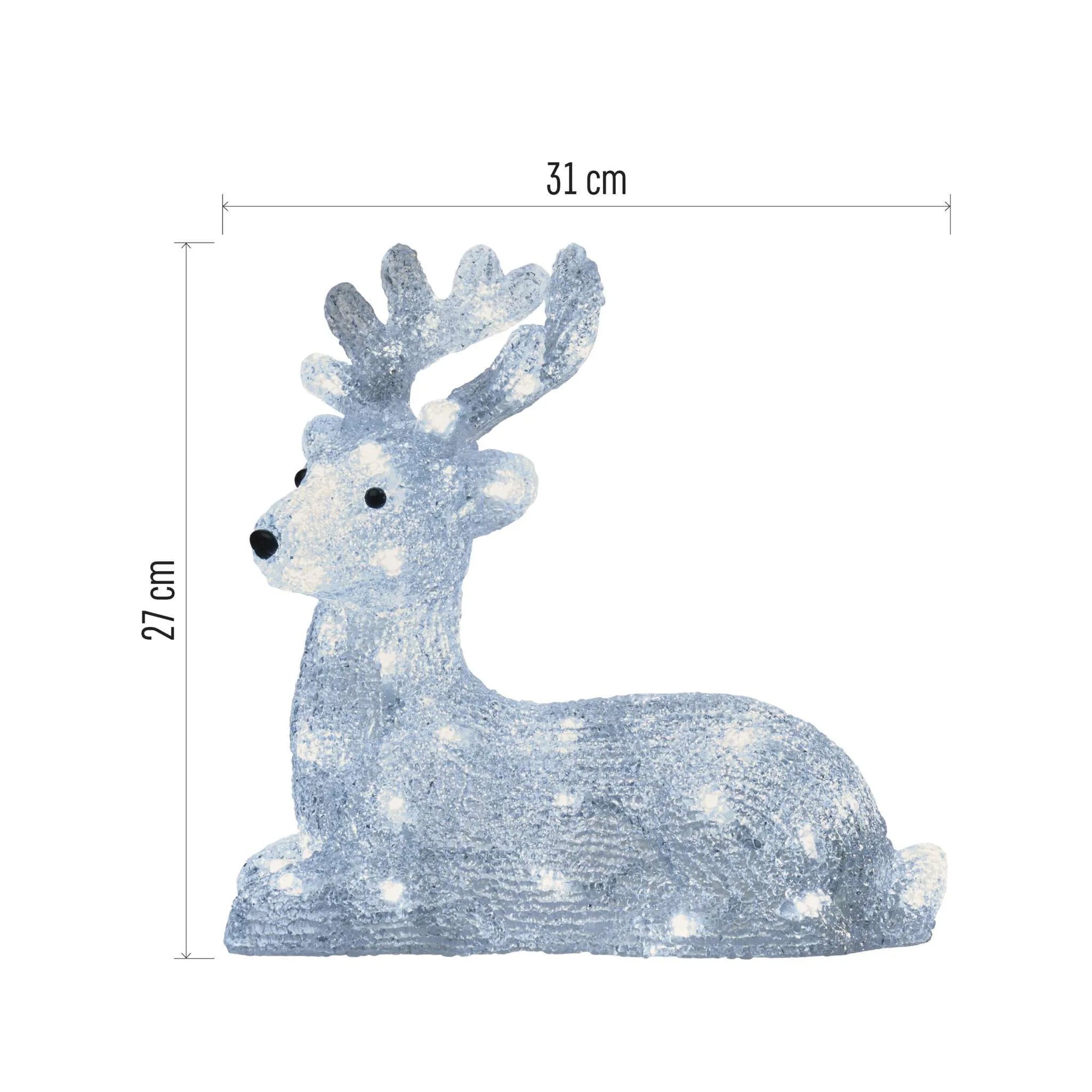 LED Christmas deer, indoor and outdoor, cool white, timer, 27cm