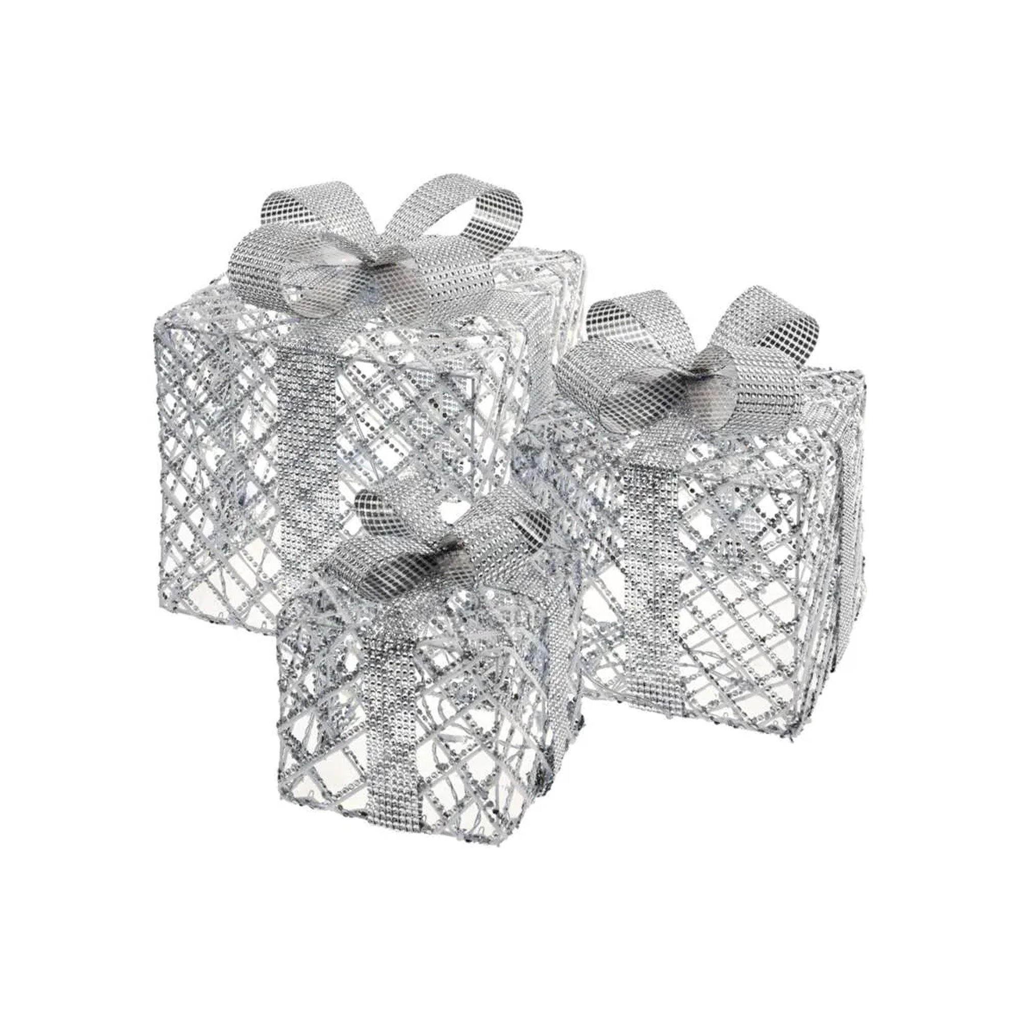 LED gifts, 3 sizes, indoor, silver, warm white