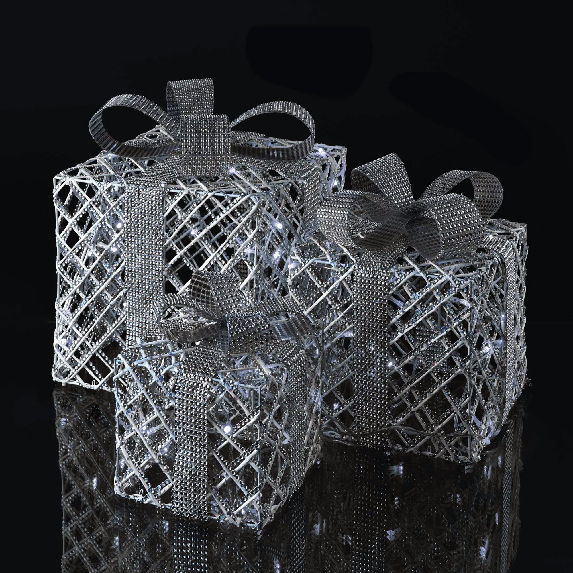 LED gifts, 3 sizes, indoor, silver, warm white