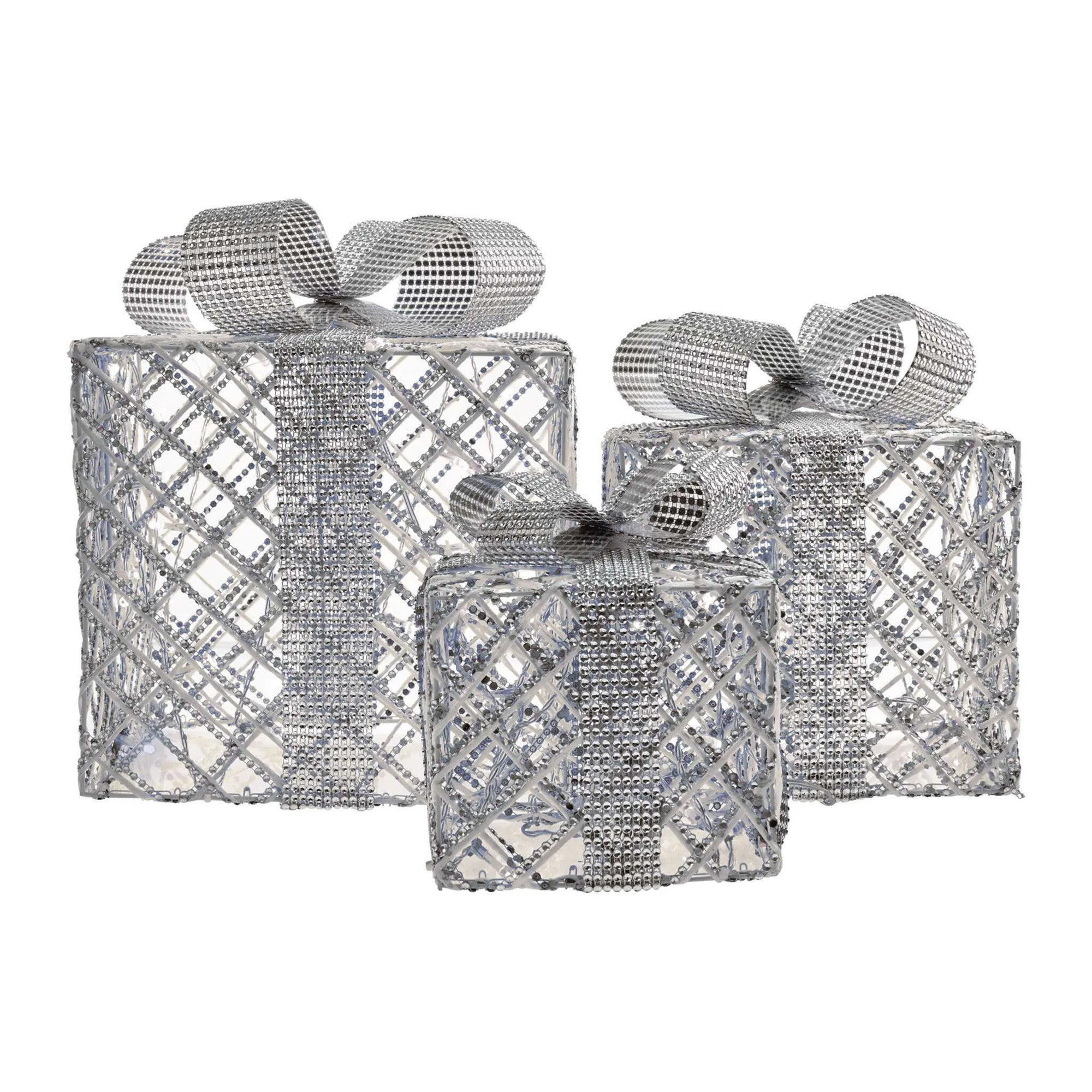 LED gifts, 3 sizes, indoor, silver, warm white