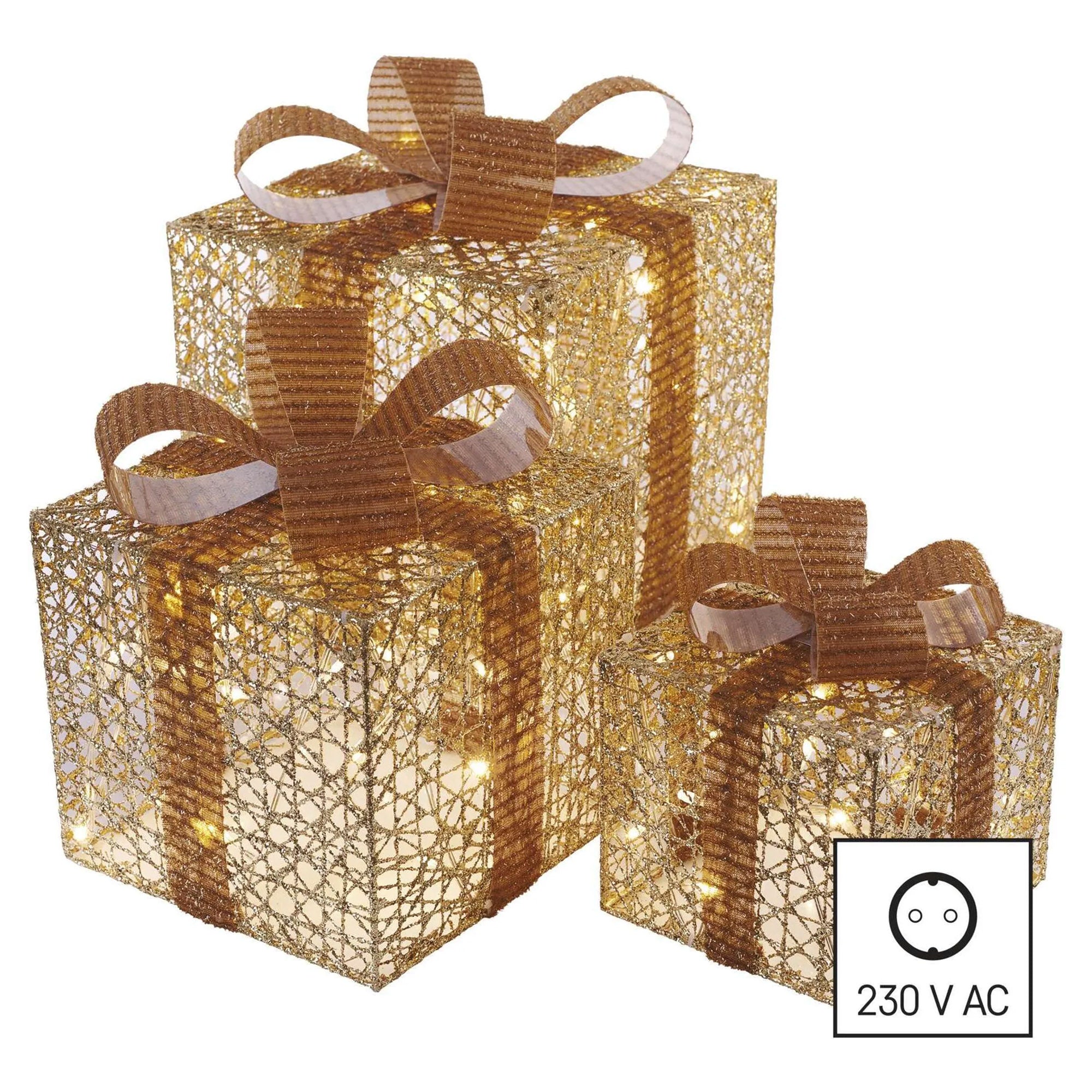 LED gifts, 3 sizes, indoor, gold, warm white