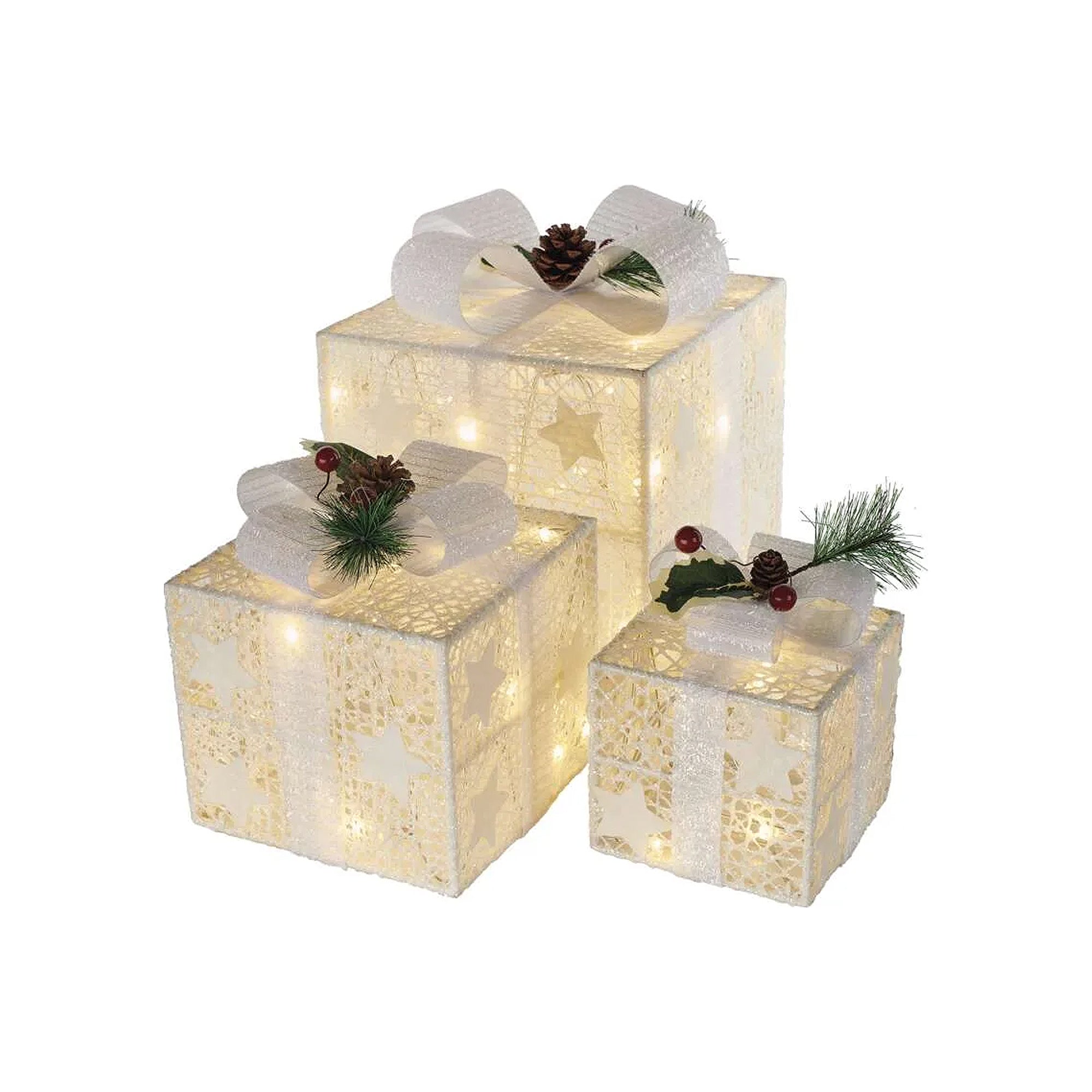 Božićni pokloni, 3 veličine, bijeli, LED, toplo bijela, IP20