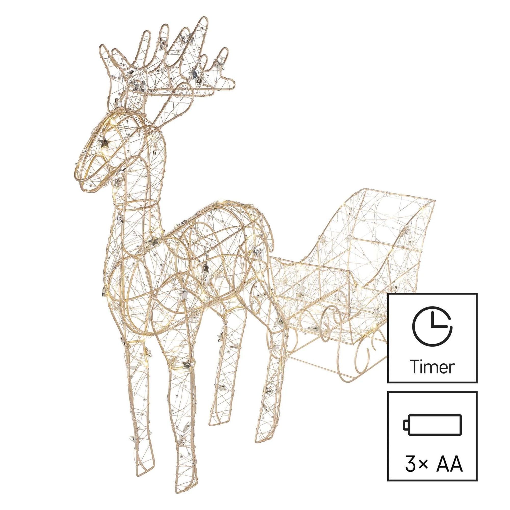 Božićni sob, LED, toplo bijela, 3xAA, IP20, 47cm