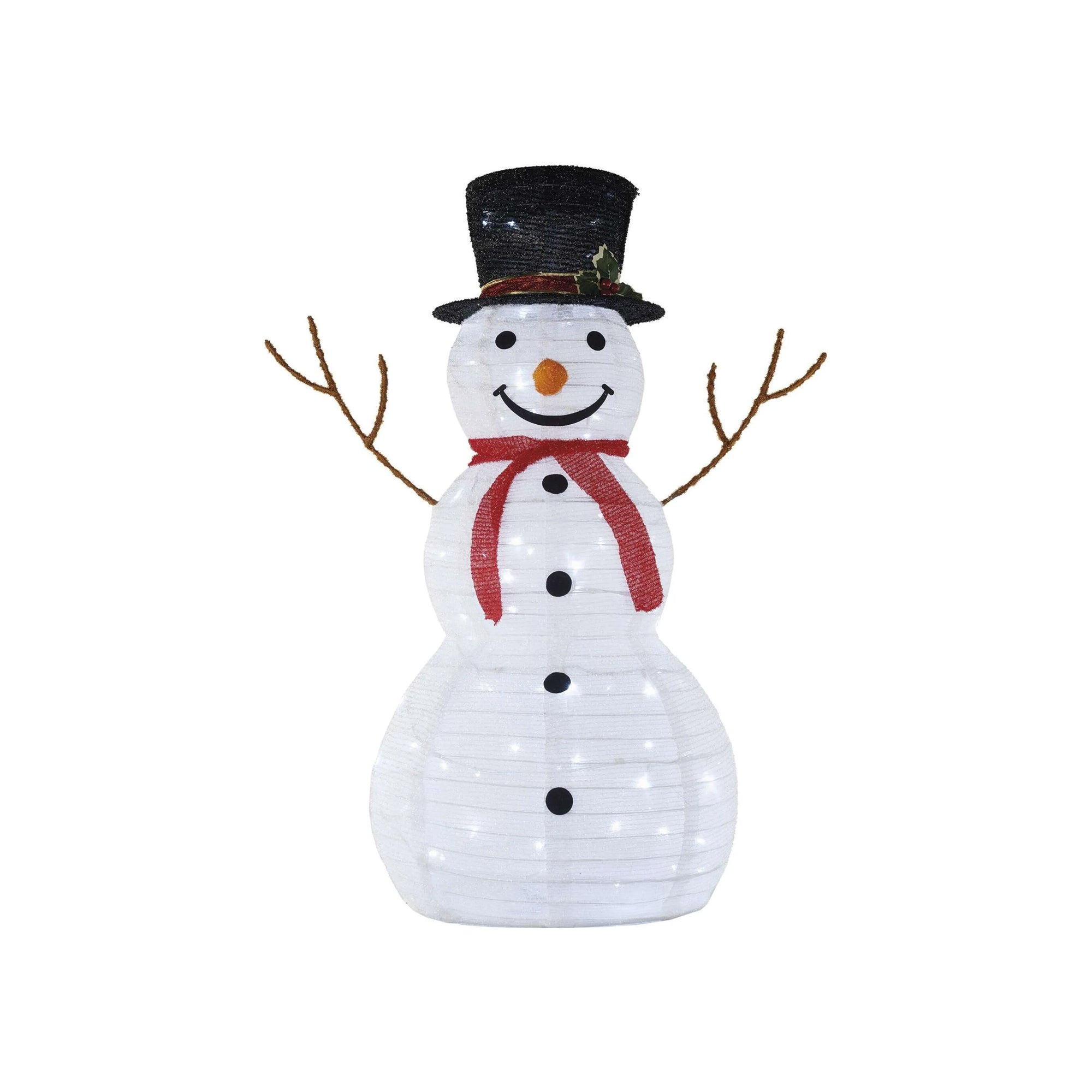 LED snowman, foldable, indoor and outdoor, cool white, 90cm
