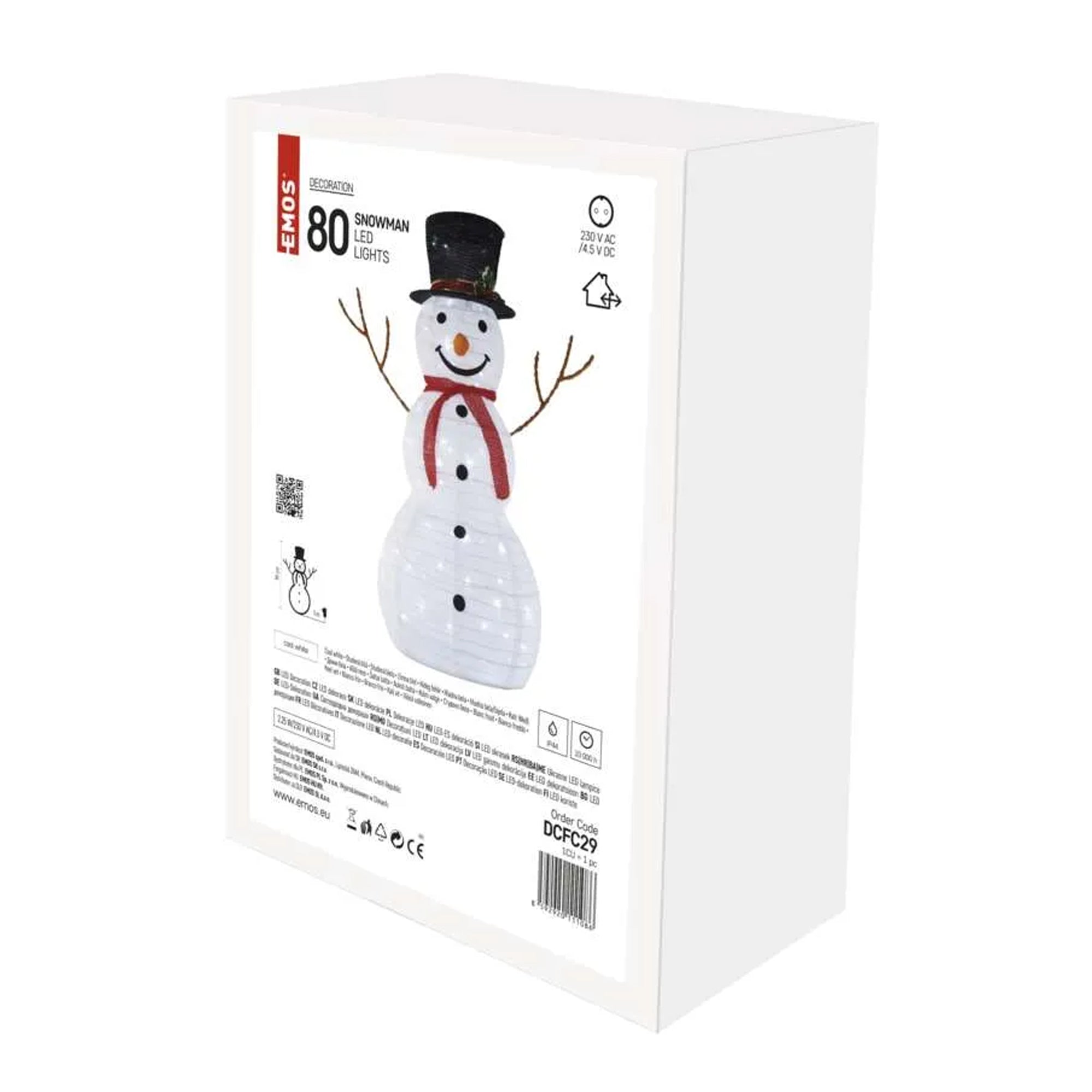 LED snowman, foldable, indoor and outdoor, cool white, 90cm