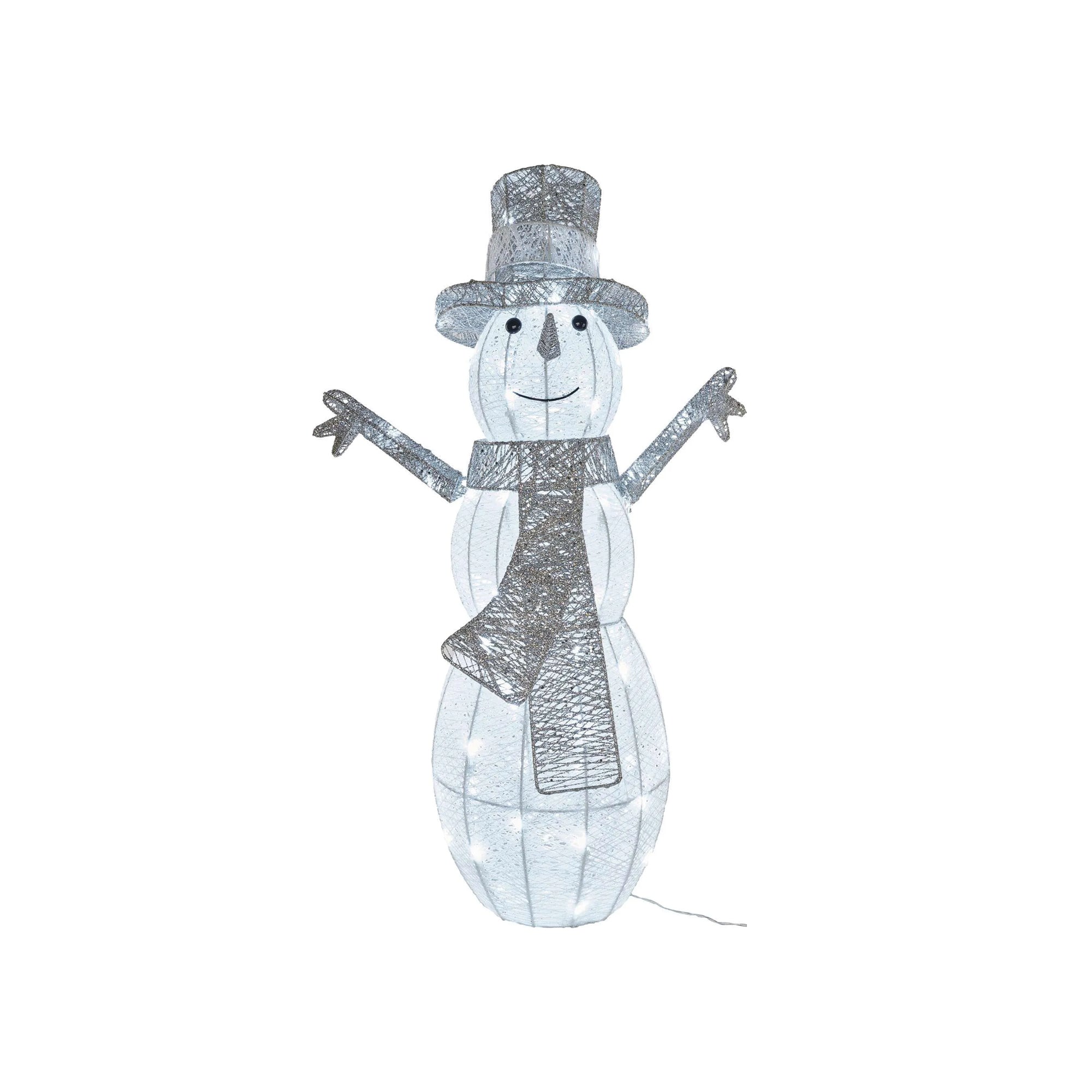 LED Christmas snowman, indoor, rattan, cool white, timer, 82cm