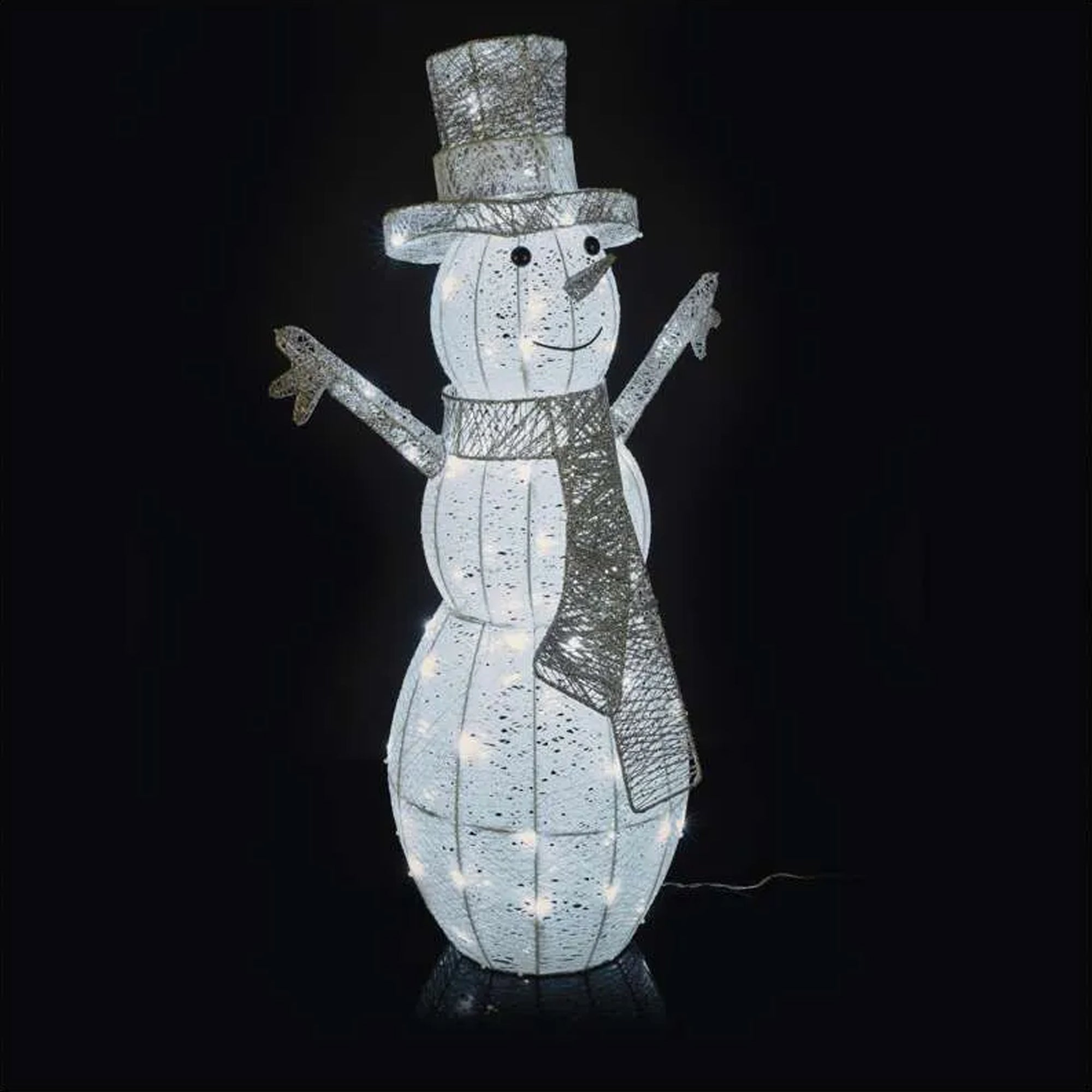 LED Christmas snowman, indoor, rattan, cool white, timer, 82cm