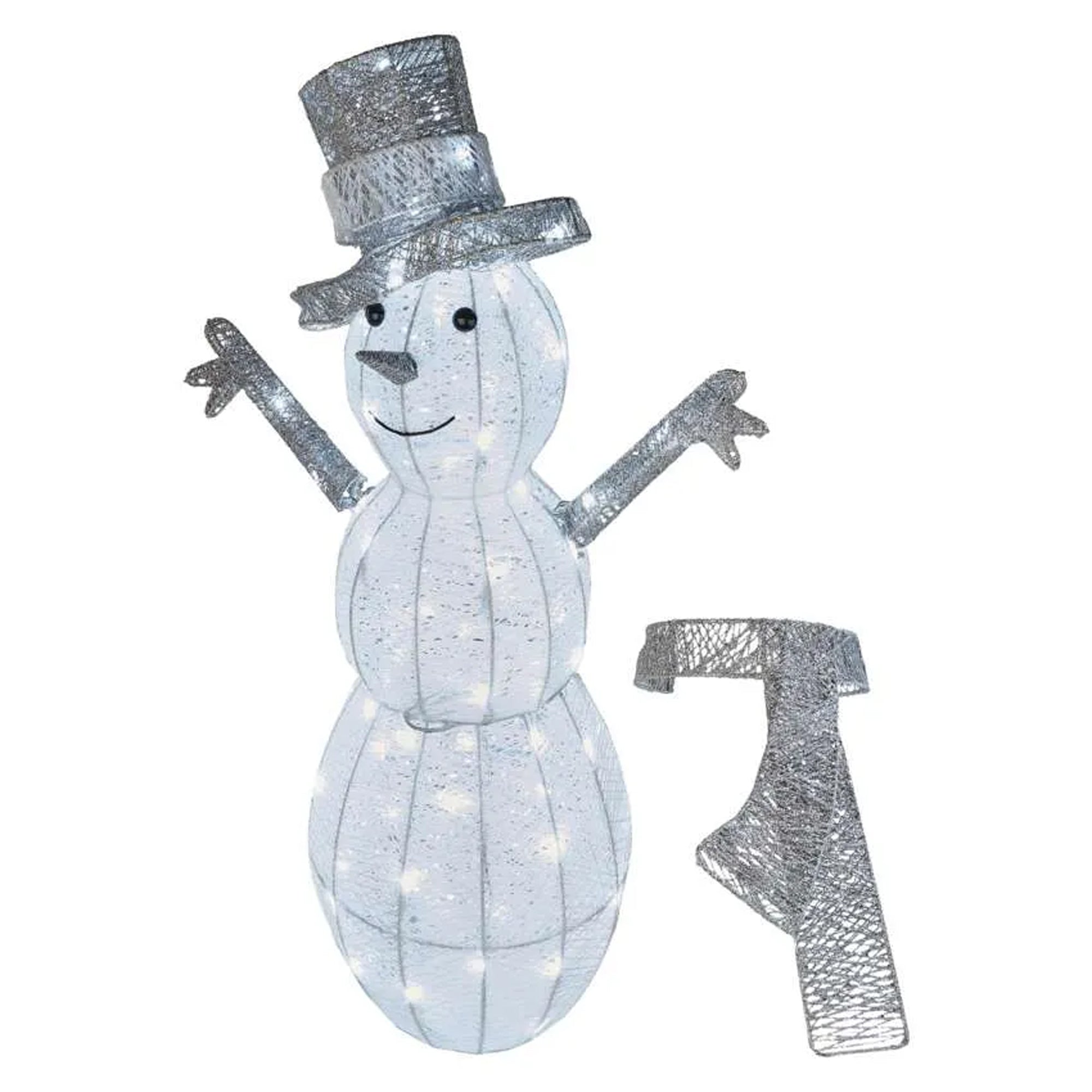 LED Christmas snowman, indoor, rattan, cool white, timer, 82cm