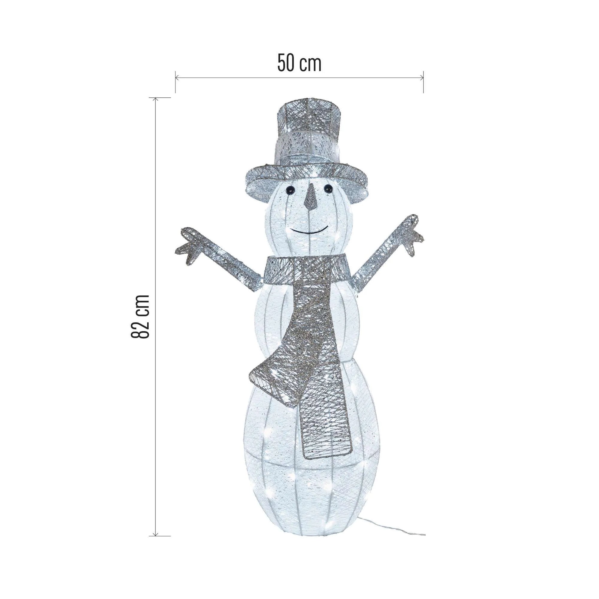 LED Christmas snowman, indoor, rattan, cool white, timer, 82cm