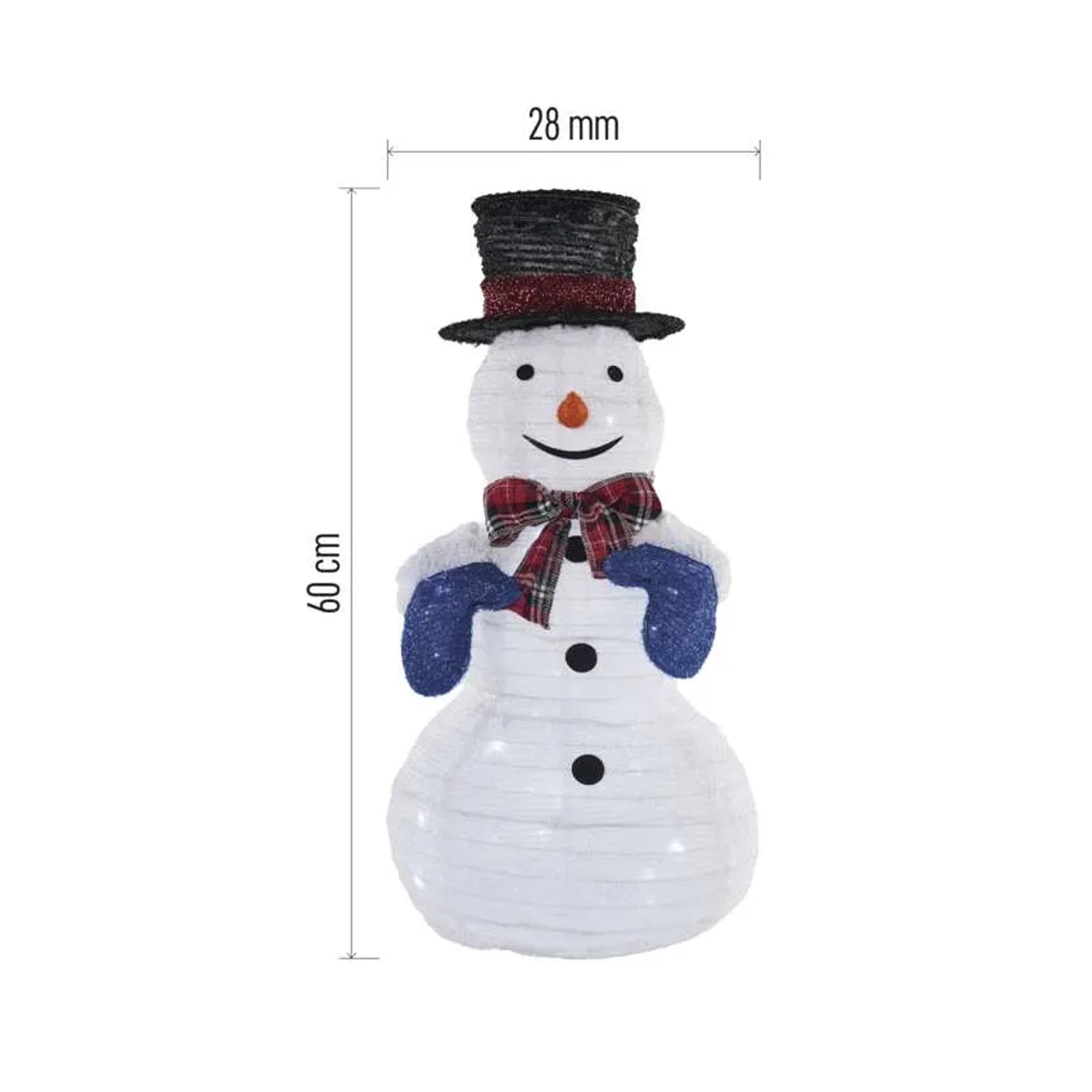 LED Christmas snowman, foldable, indoor, cool white, 60cm