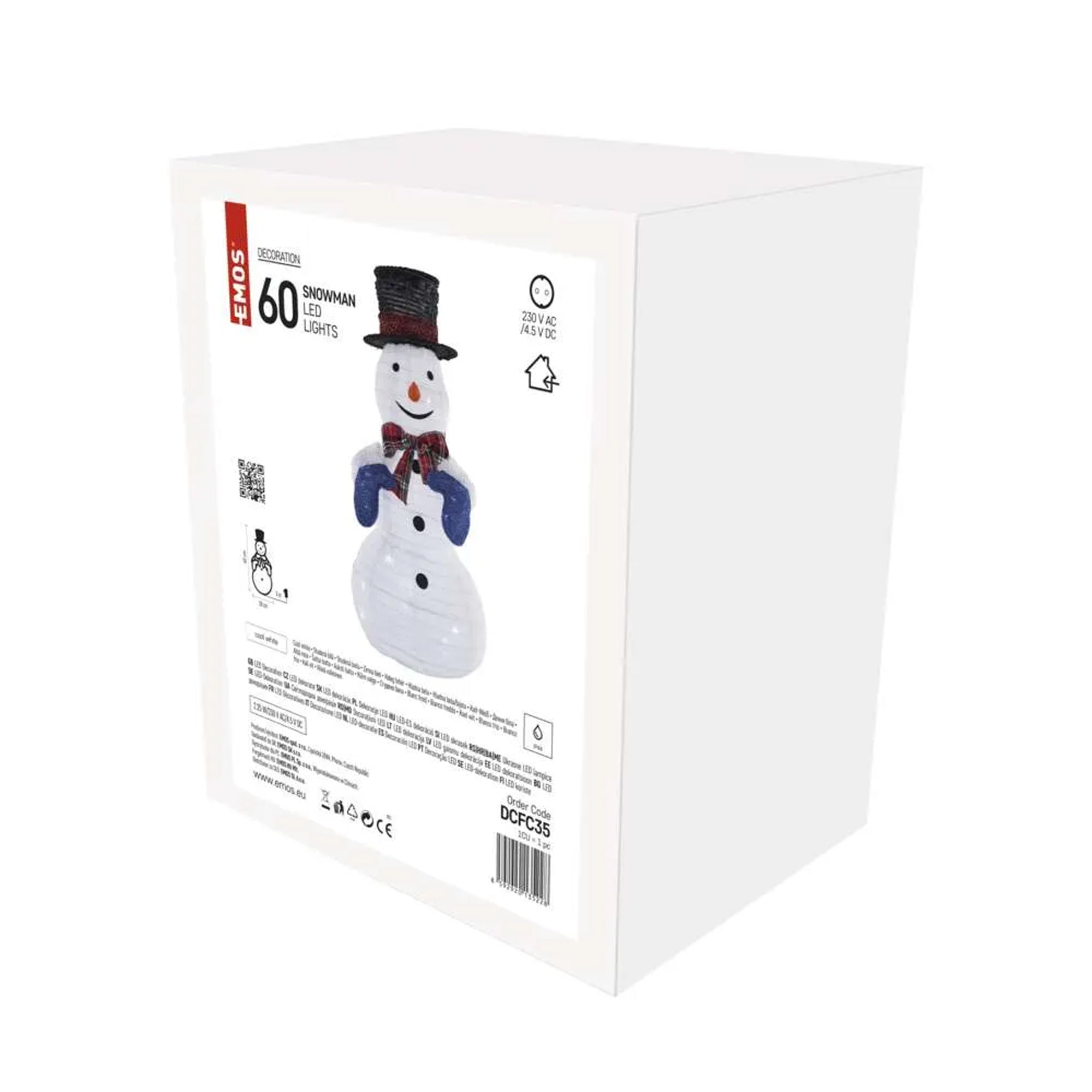 LED Christmas snowman, foldable, indoor, cool white, 60cm