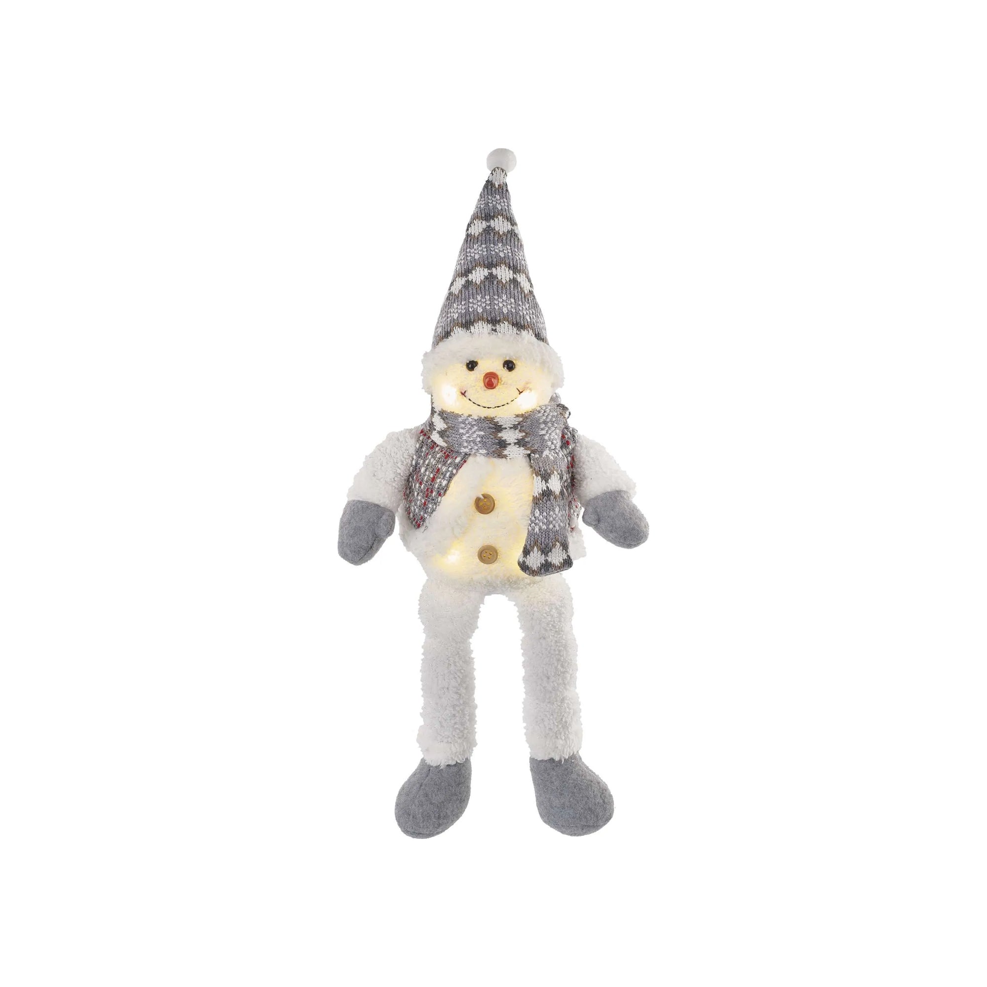 LED Christmas snowman, indoor, warm white, 3xAA, 31cm