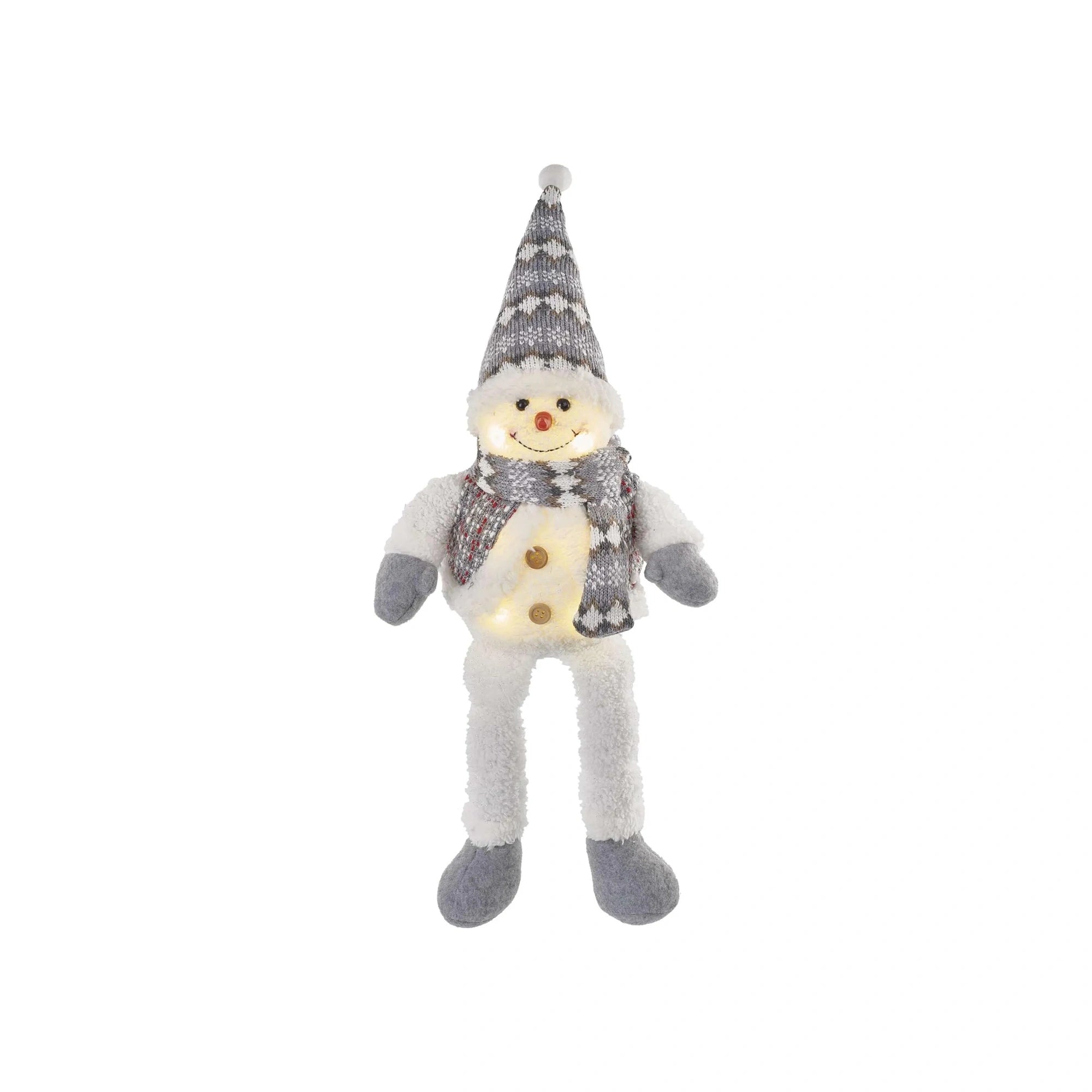 LED Christmas snowman, indoor, warm white, 3xAA, 31cm