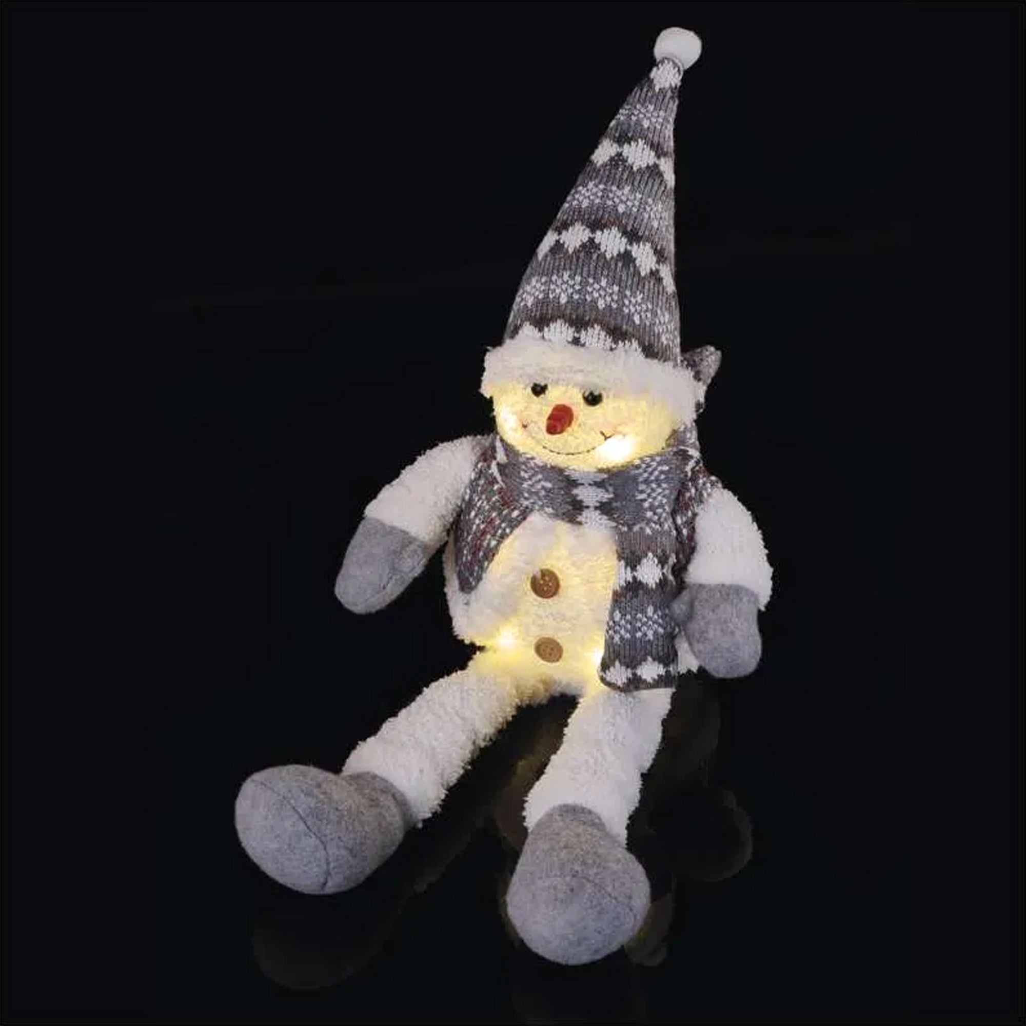 LED Christmas snowman, indoor, warm white, 3xAA, 31cm