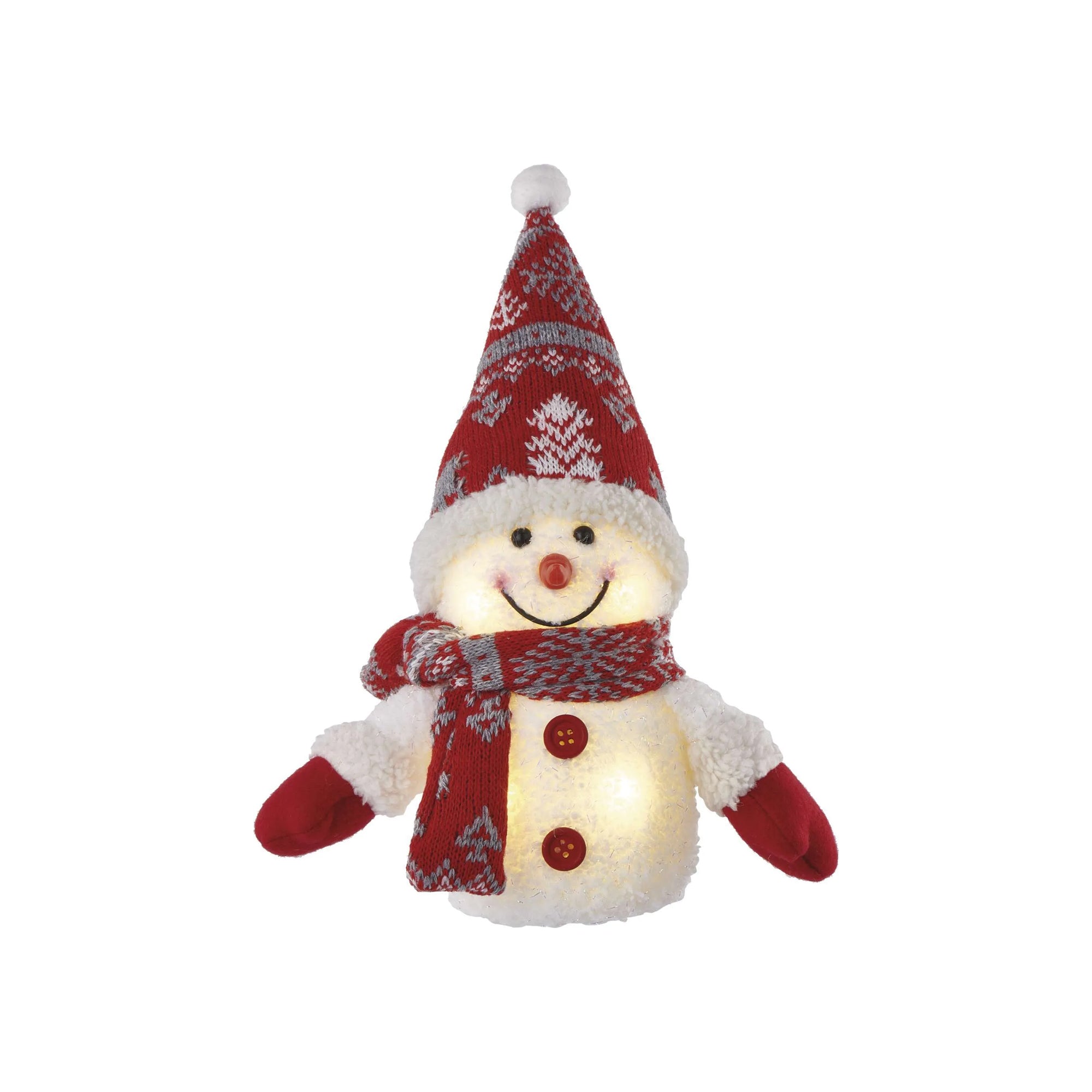 LED Christmas snowman, indoor, warm white, 3xAAA, 25cm