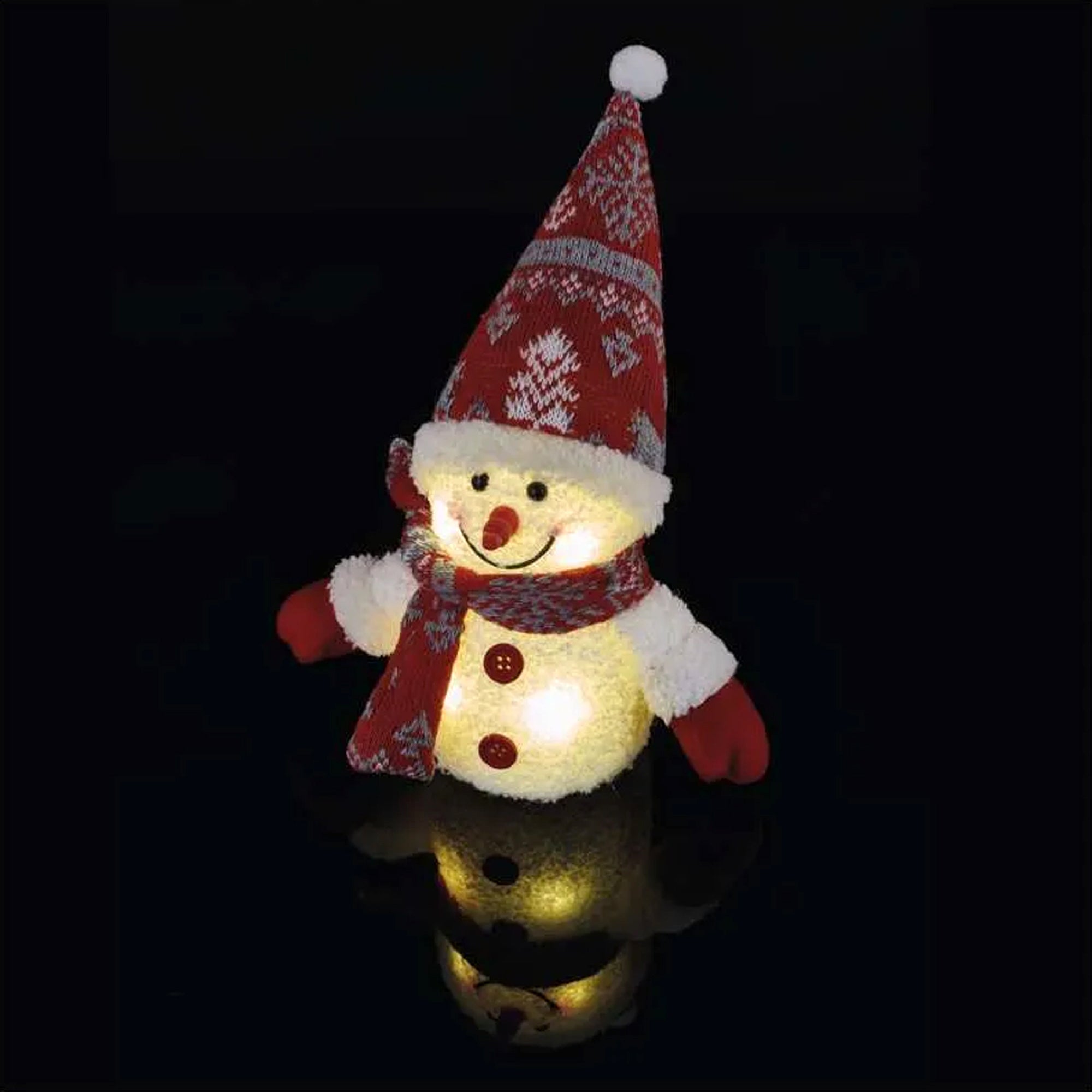 LED Christmas snowman, indoor, warm white, 3xAAA, 25cm