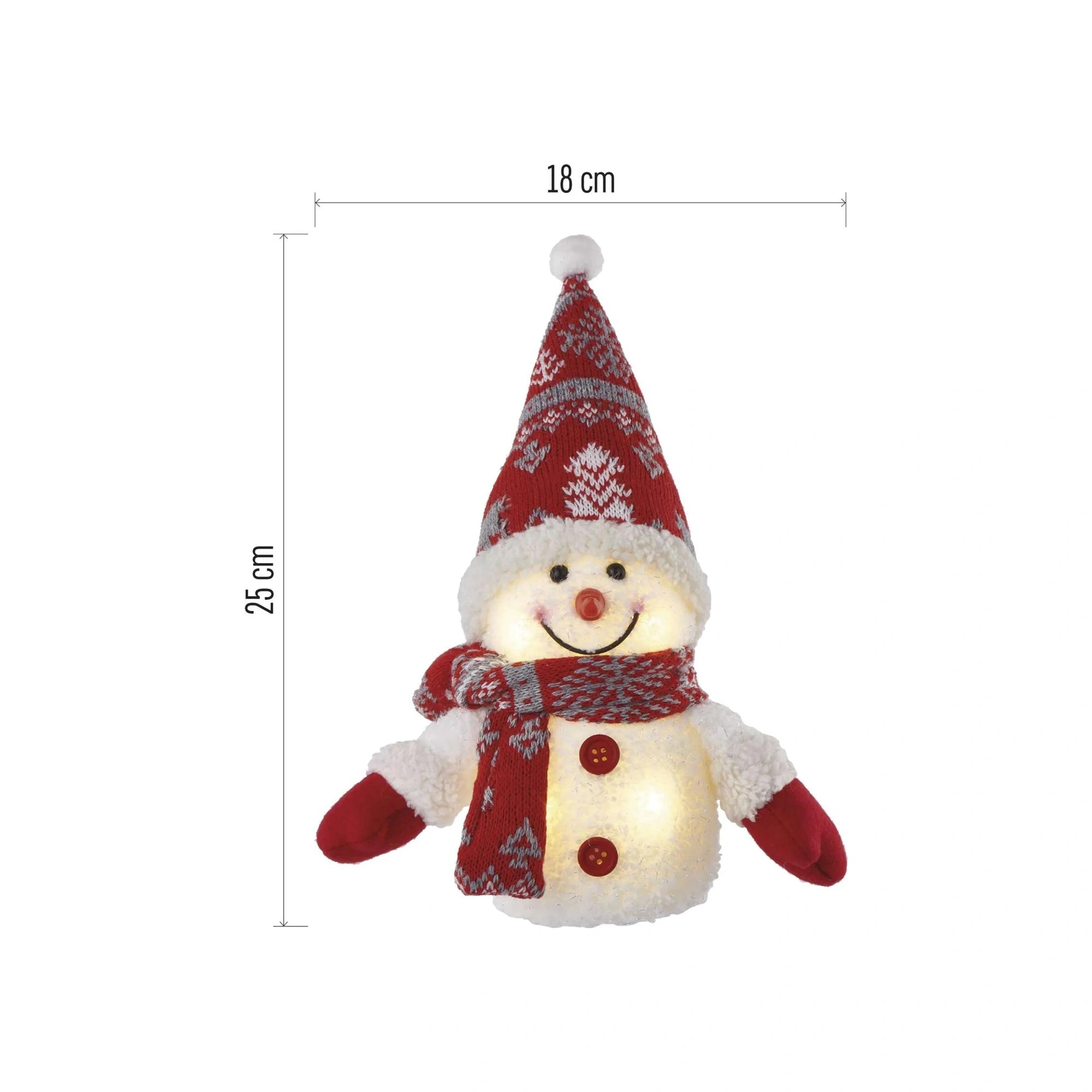 LED Christmas snowman, indoor, warm white, 3xAAA, 25cm