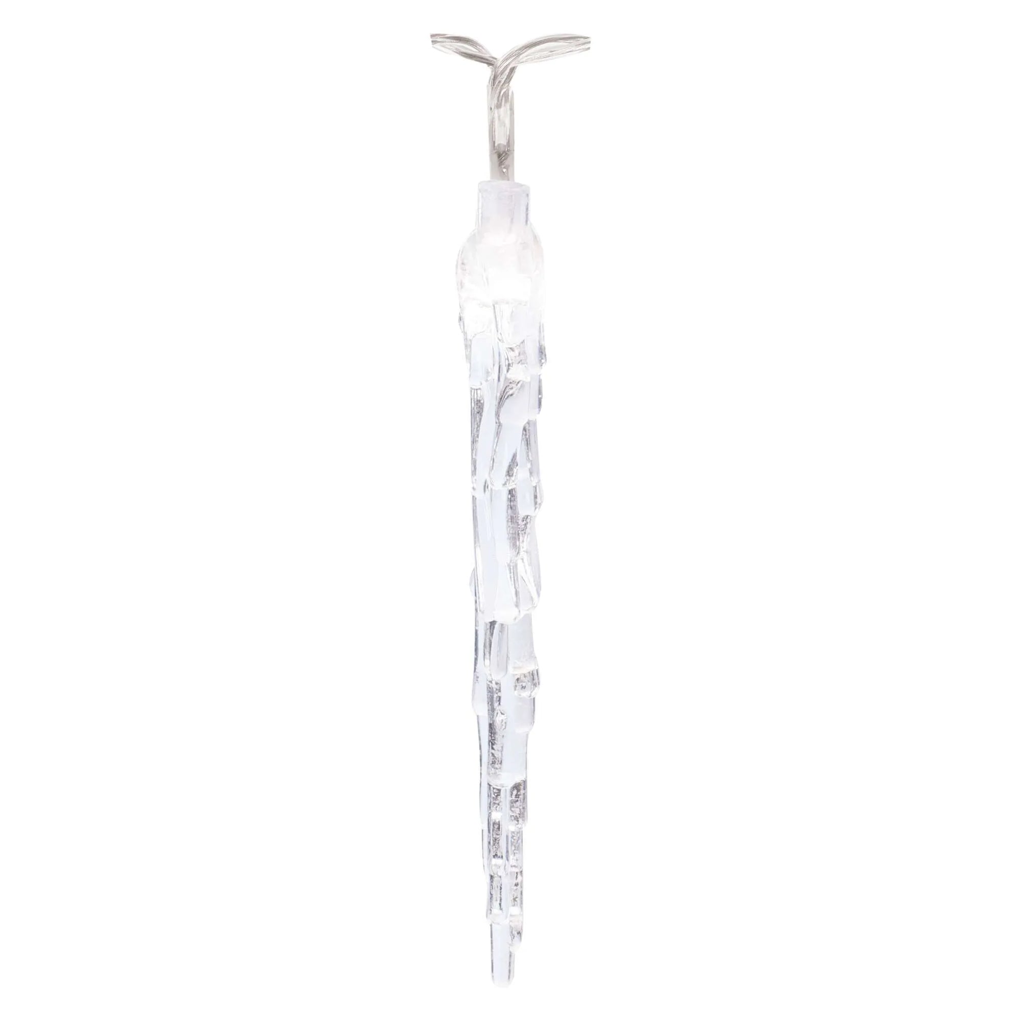 LED Christmas garland, 10 icicles, indoor, cool white, timer, 2xAA, 1.35m