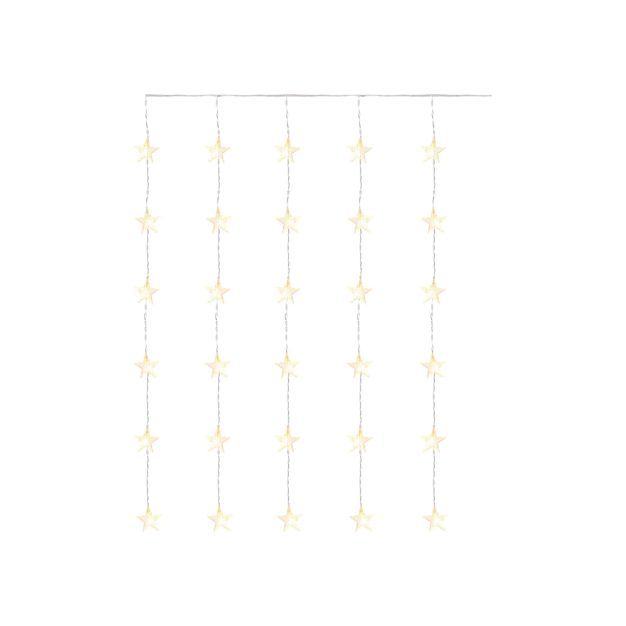 LED Christmas curtain, stars, indoor and outdoor, warm white, timer, 120x90cm