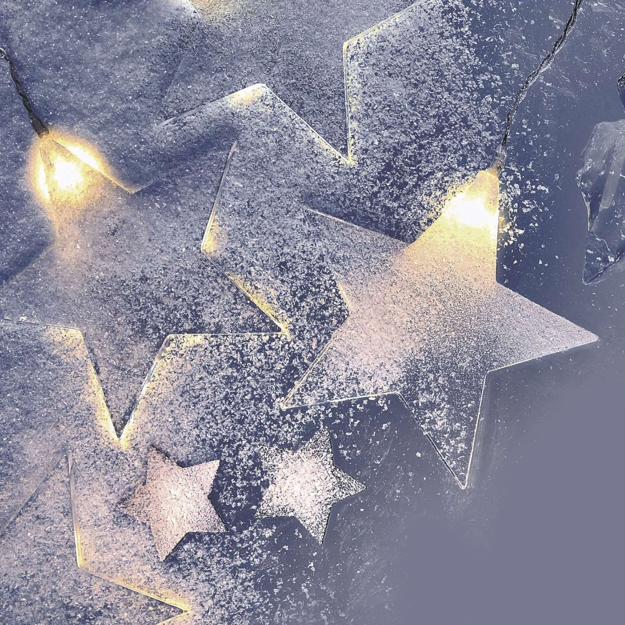 LED Christmas curtain, stars, indoor and outdoor, warm white, 45x84cm