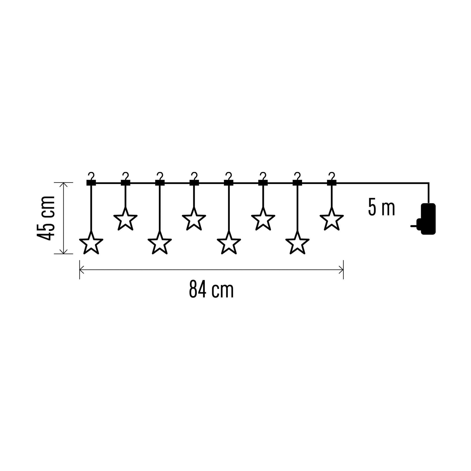 LED Christmas curtain, stars, indoor and outdoor, warm white, 45x84cm