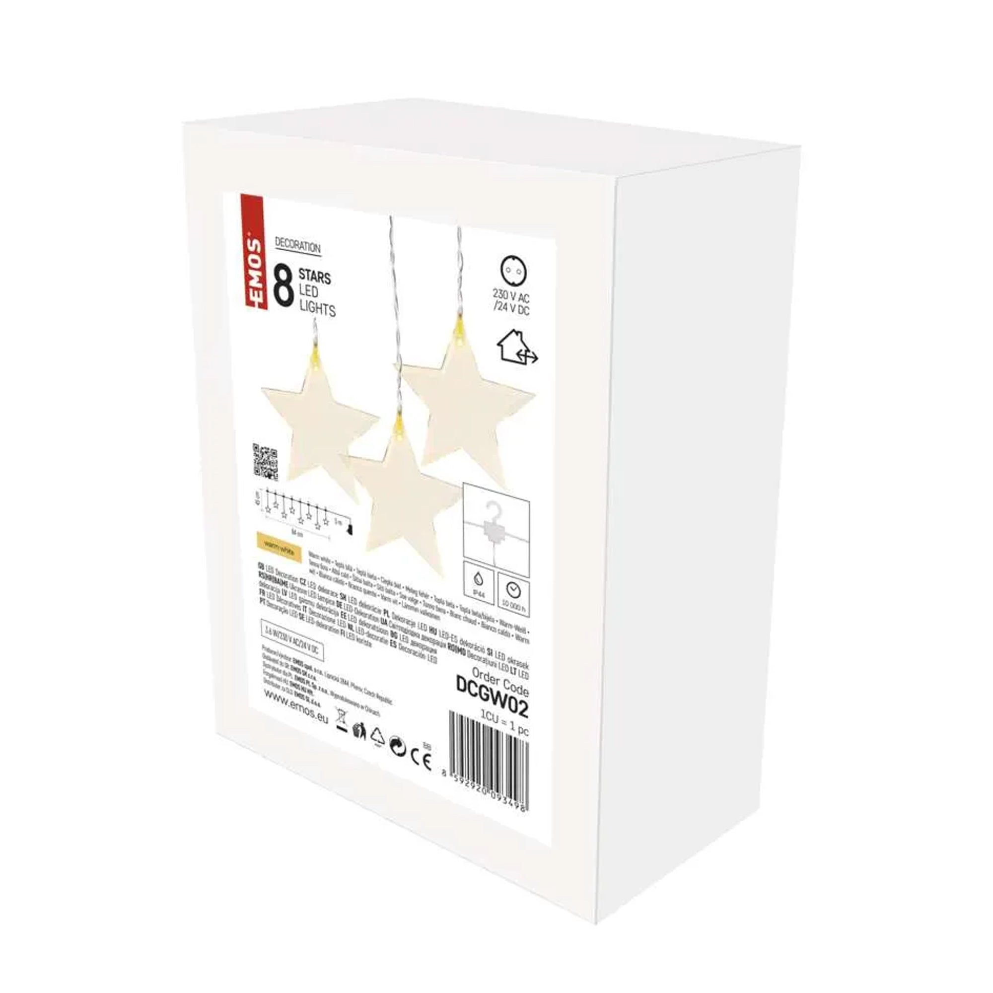 LED Christmas curtain, stars, indoor and outdoor, warm white, 45x84cm