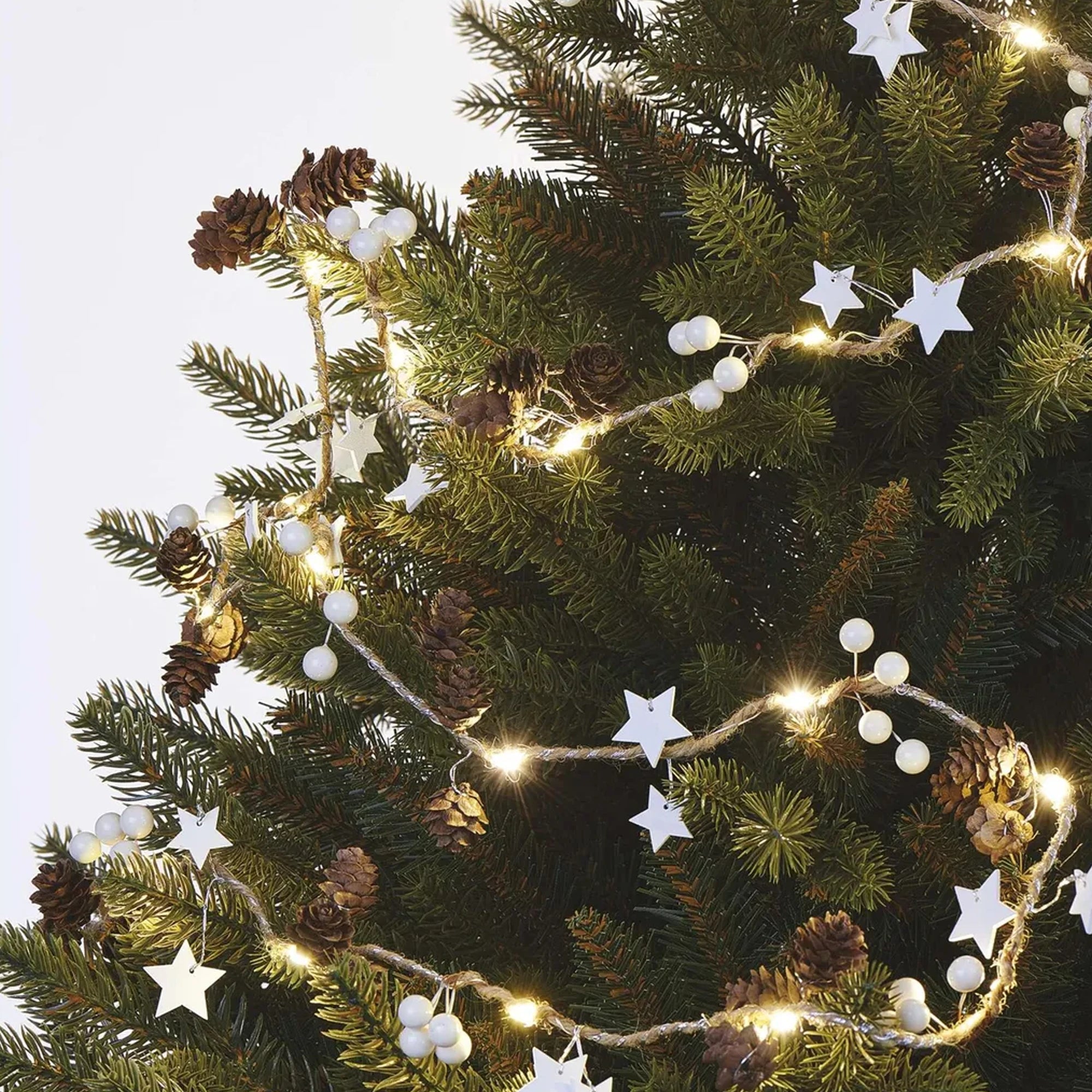 Božićna girlanda, češeri, LED, toplo bijela, 2xAA, IP20, 1.7m