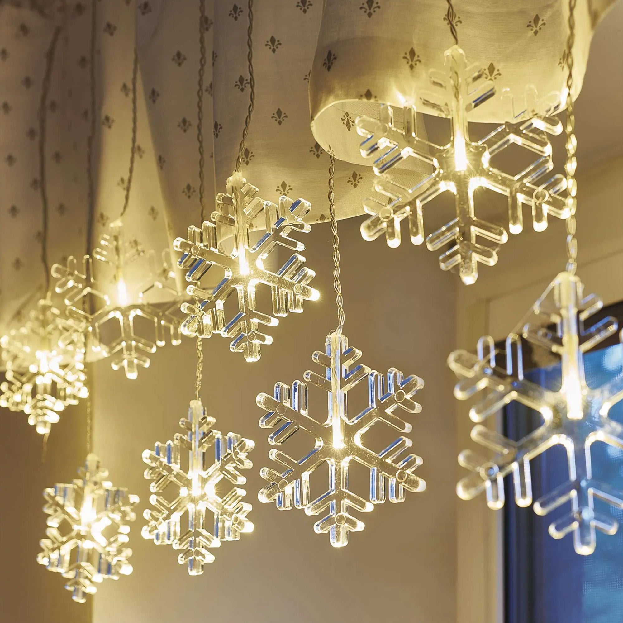 LED Christmas curtain, snowflakes, indoor and outdoor, warm white, 84cm