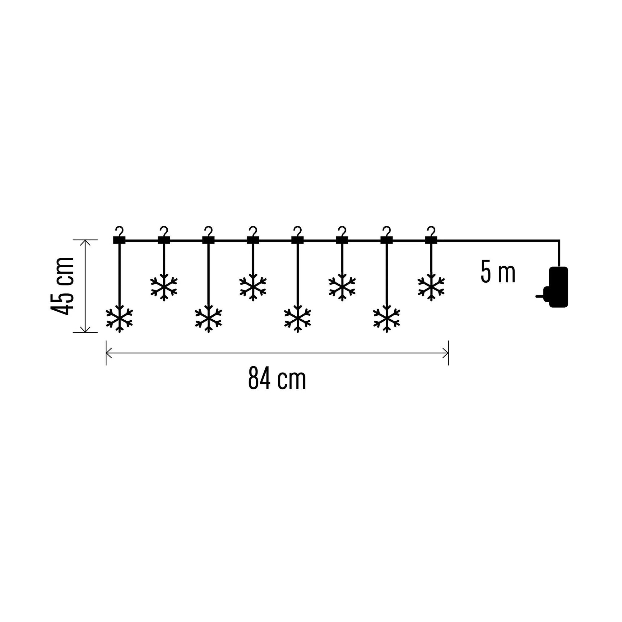 LED Christmas curtain, snowflakes, indoor and outdoor, warm white, 84cm