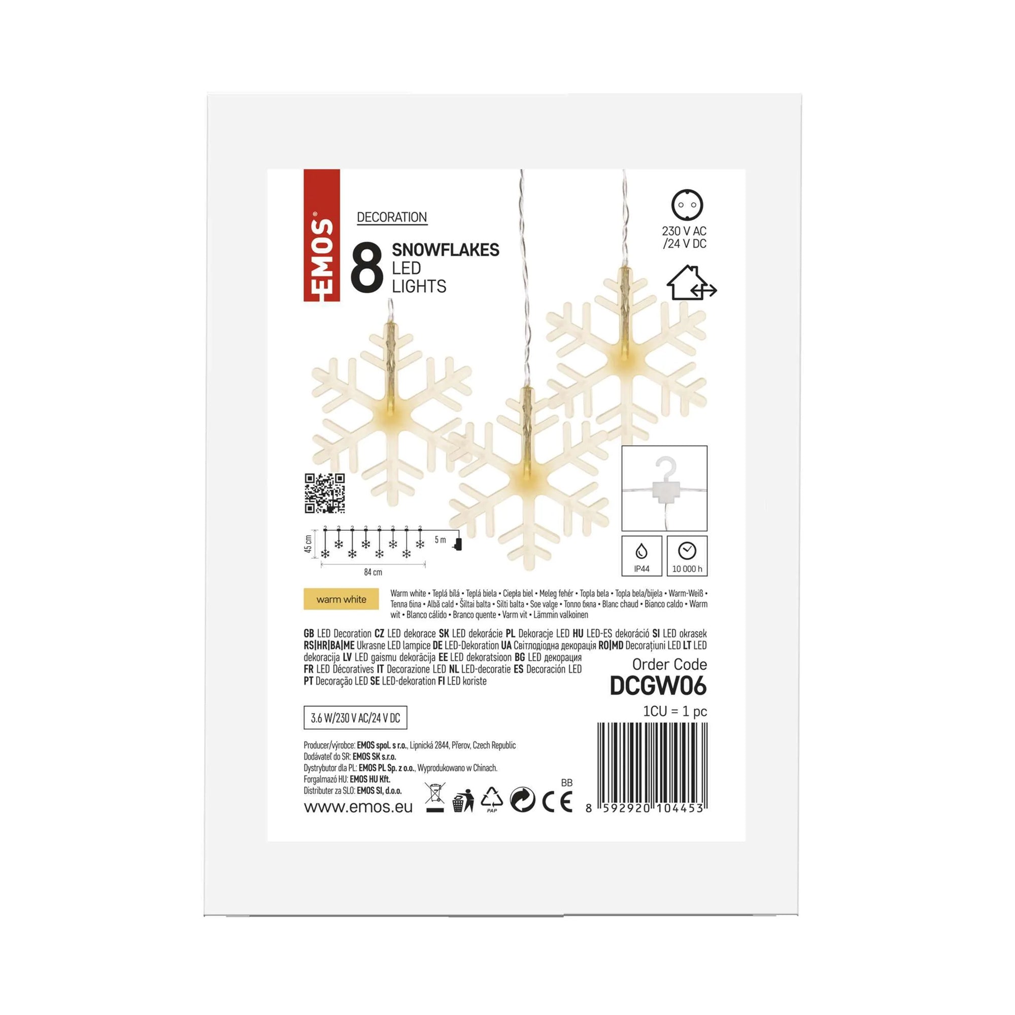 LED Christmas curtain, snowflakes, indoor and outdoor, warm white, 84cm