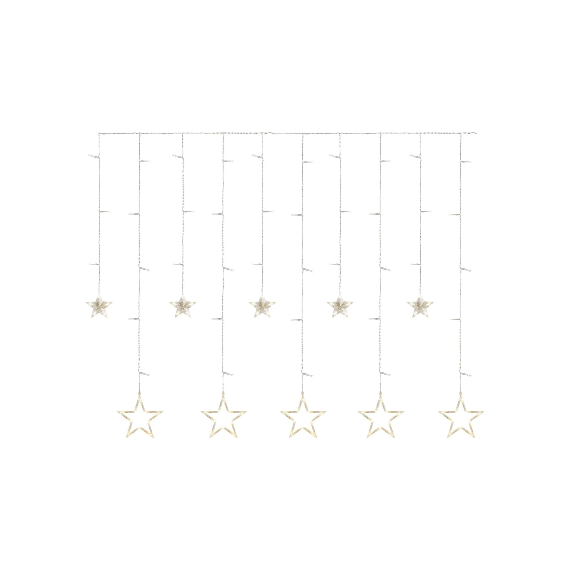 LED božićna zavjesa, zvijezde, unutarnja, toplo bijela, 185x105cm