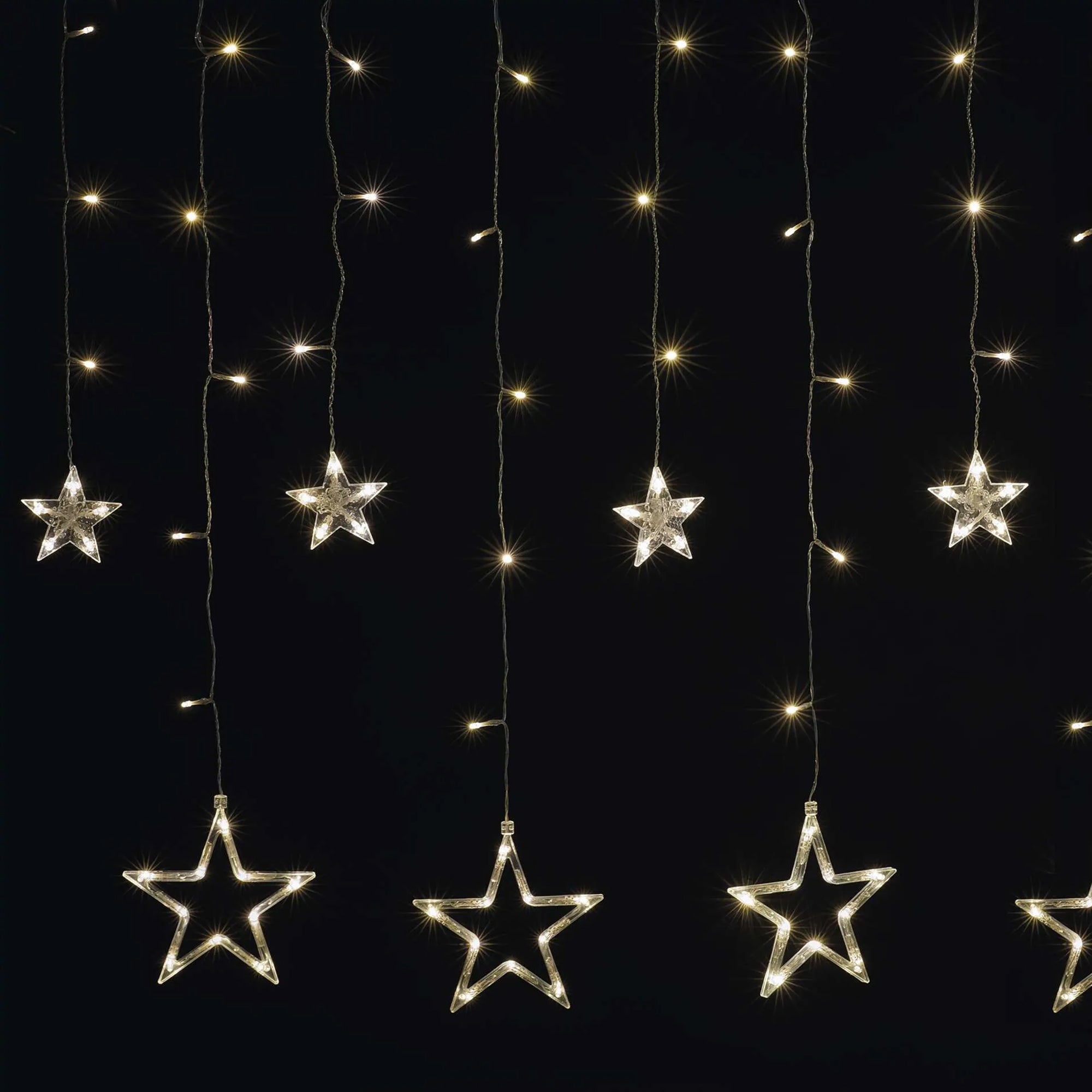 LED božićna zavjesa, zvijezde, unutarnja, toplo bijela, 185x105cm
