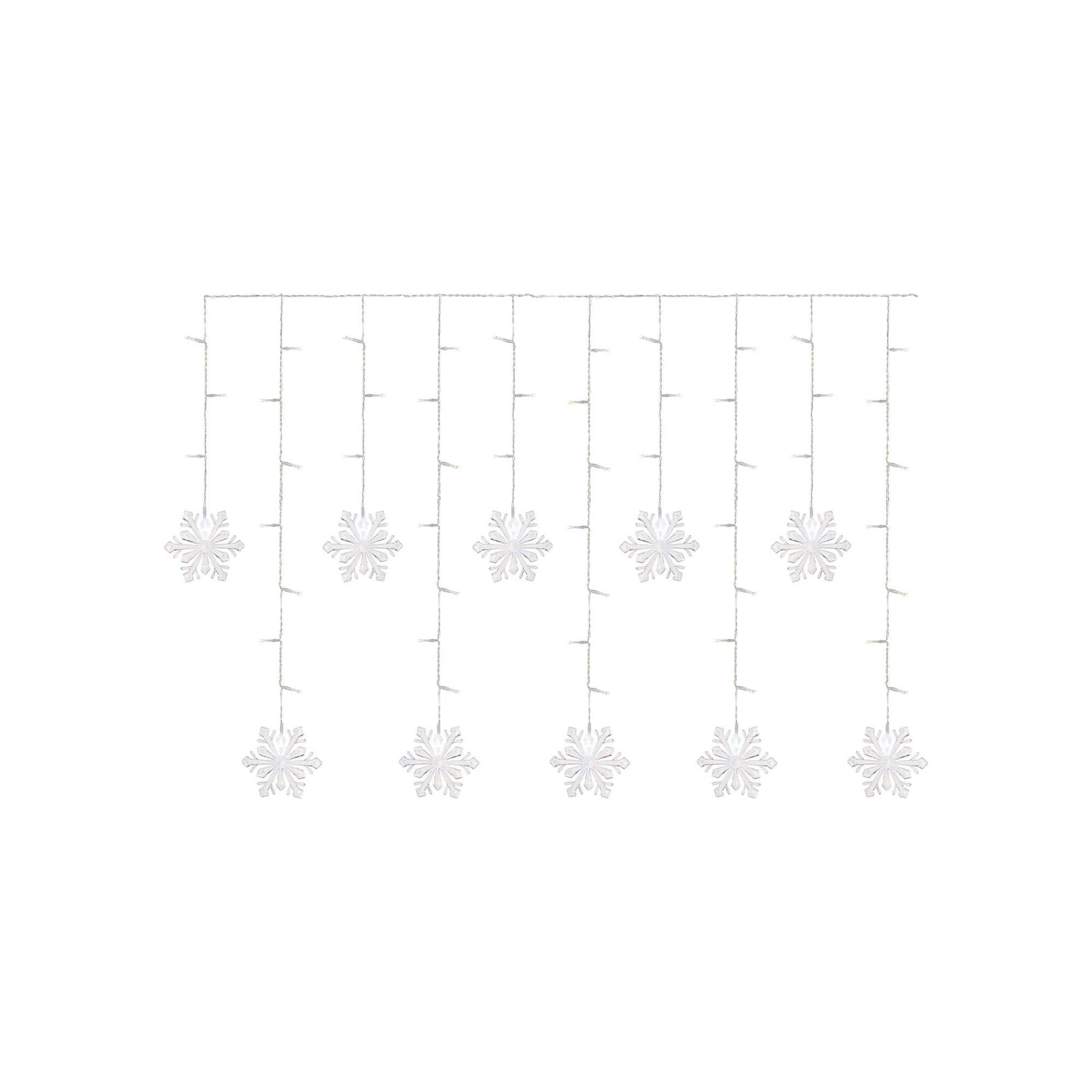 LED Christmas curtain, snowflakes, indoor, cool white, 135x50cm