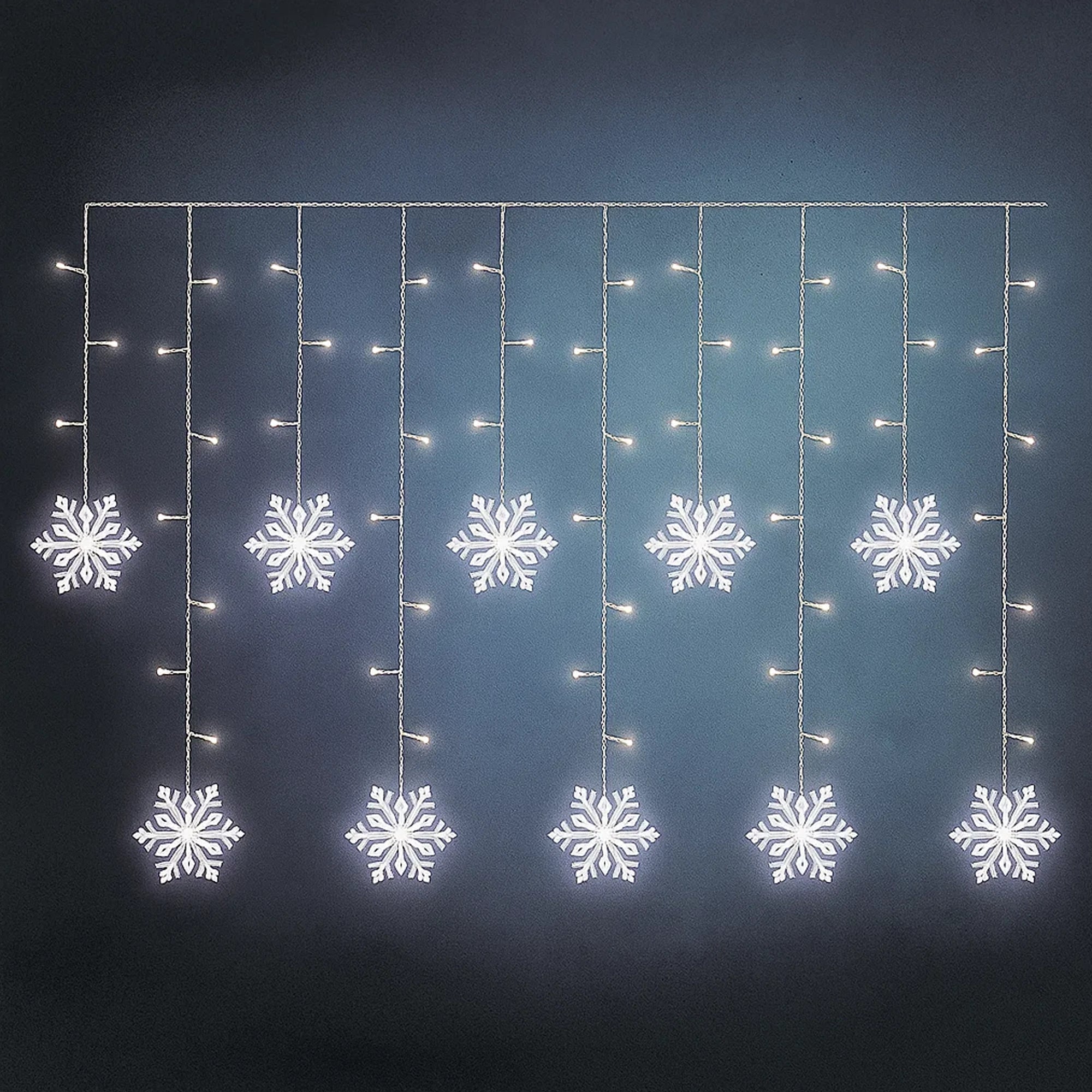 Božićna zavjesa, pahuljice, LED, hladno bijela, IP20, 135x50cm
