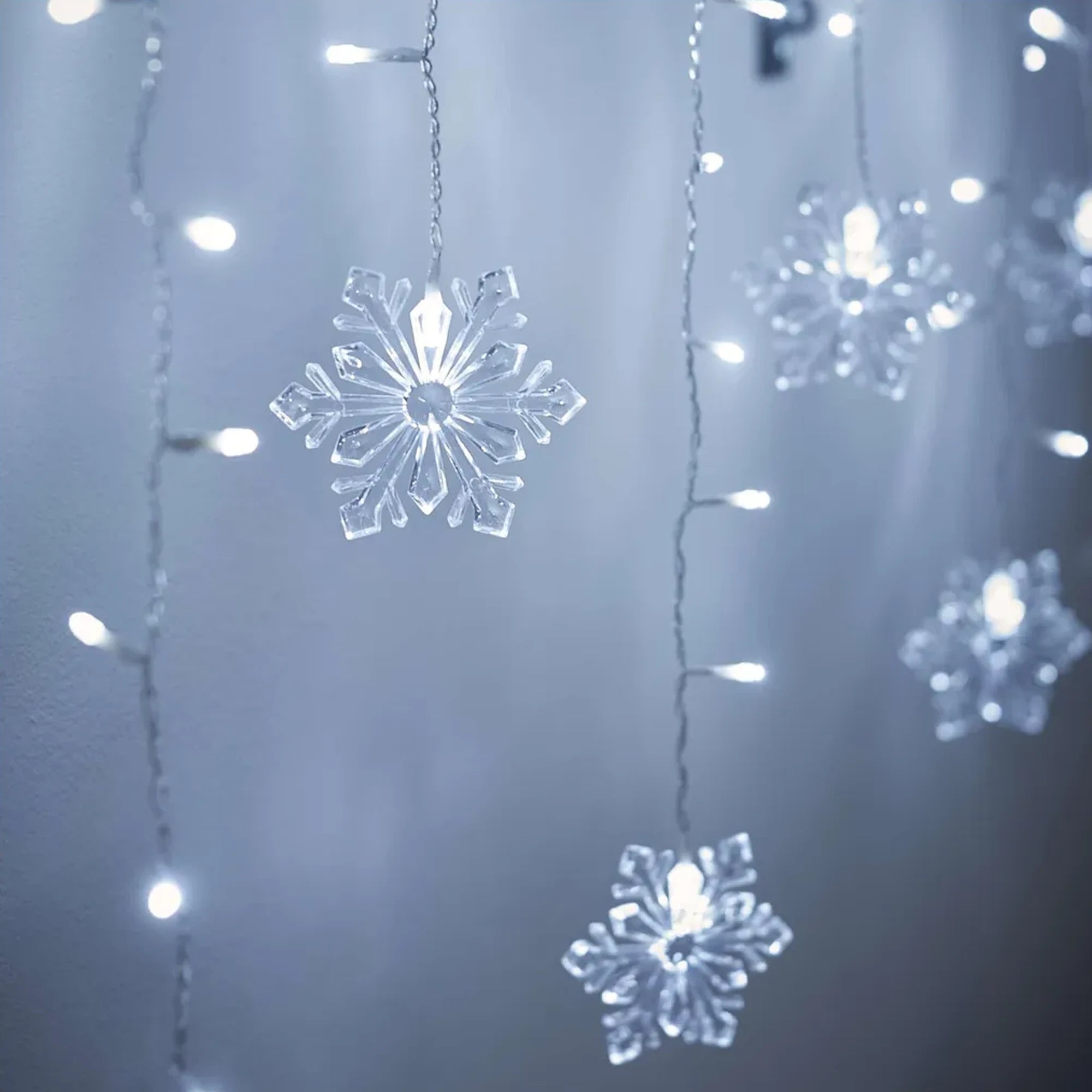 Božićna zavjesa, pahuljice, LED, hladno bijela, IP20, 135x50cm