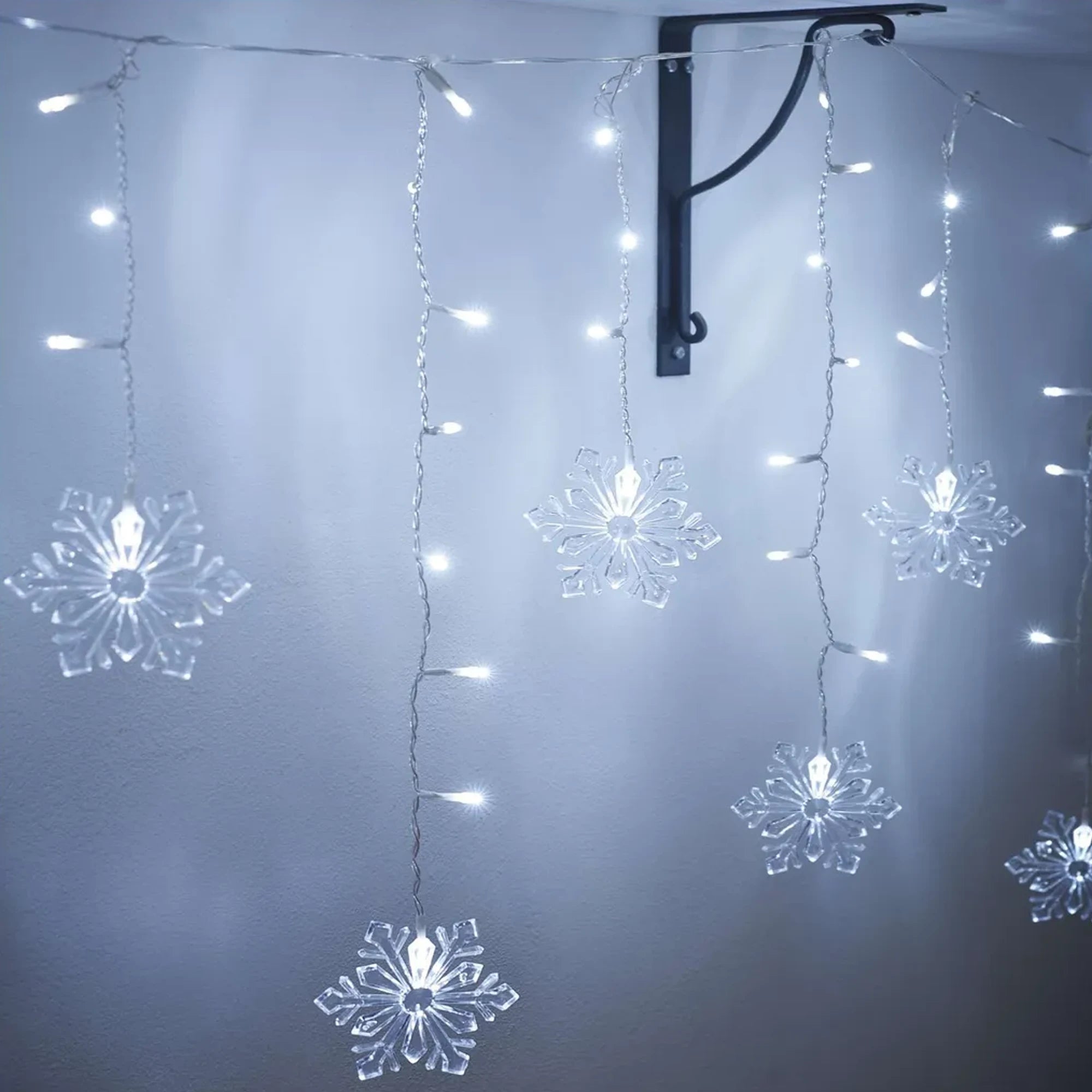 Božićna zavjesa, pahuljice, LED, hladno bijela, IP20, 135x50cm