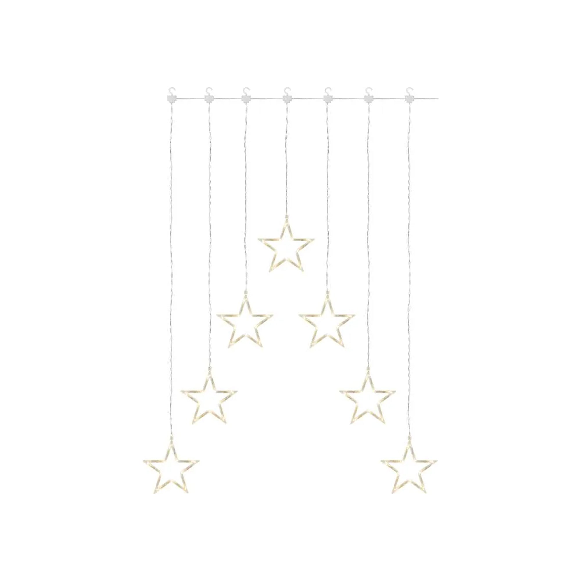 LED Christmas curtain, 7 stars, indoor, warm white, 67x125cm