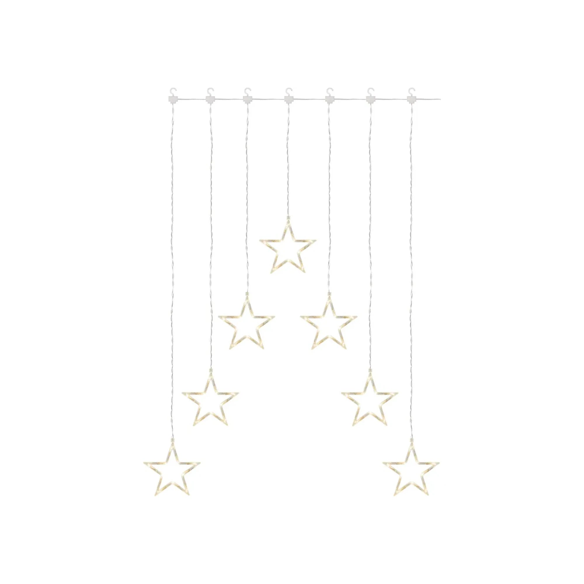 Božićna zavjesa, 7 zvijezda, LED, toplo bijela, IP20, 67x125cm