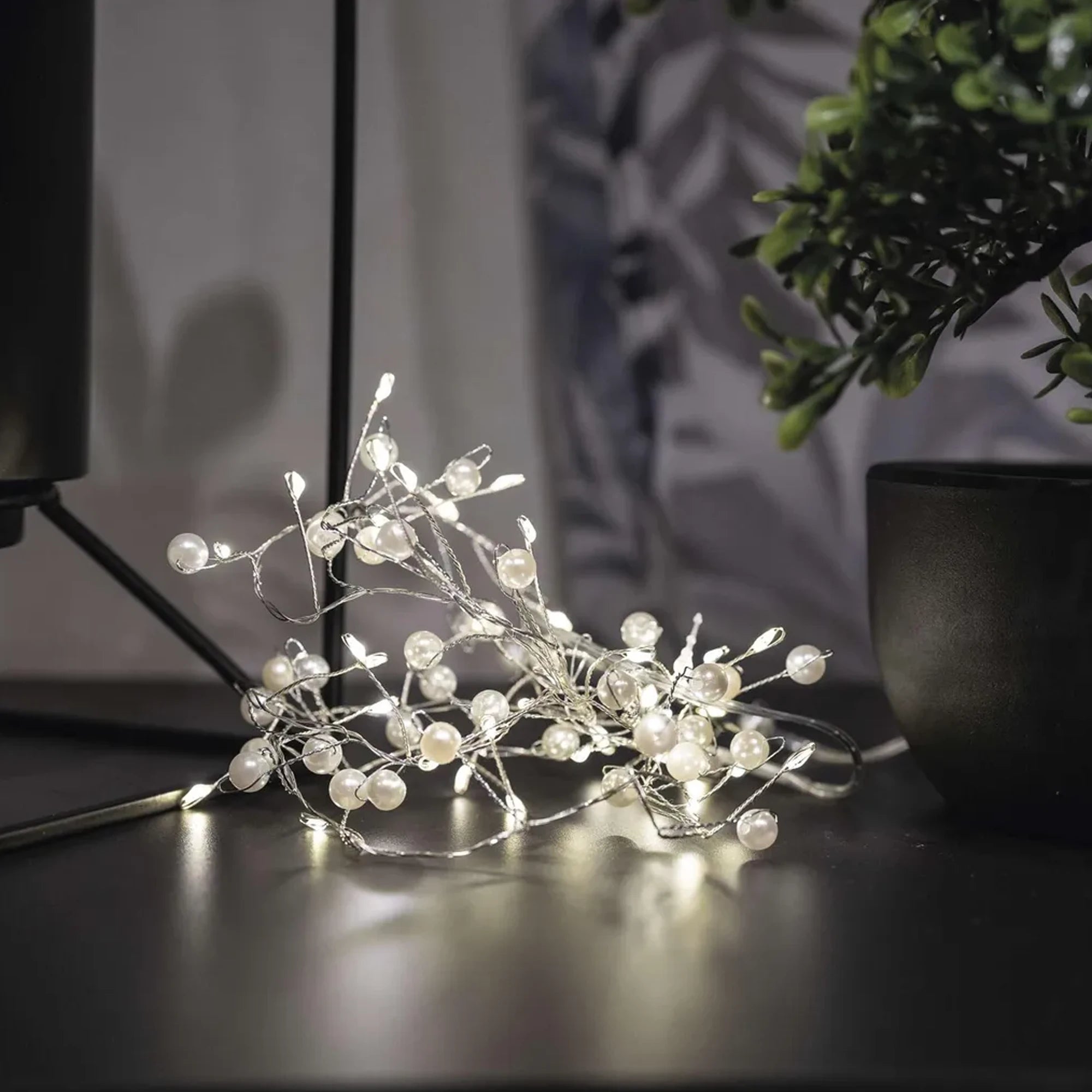 Božićna girlanda, perle, LED, toplo bijela, 3xAA, IP20, 1.2m