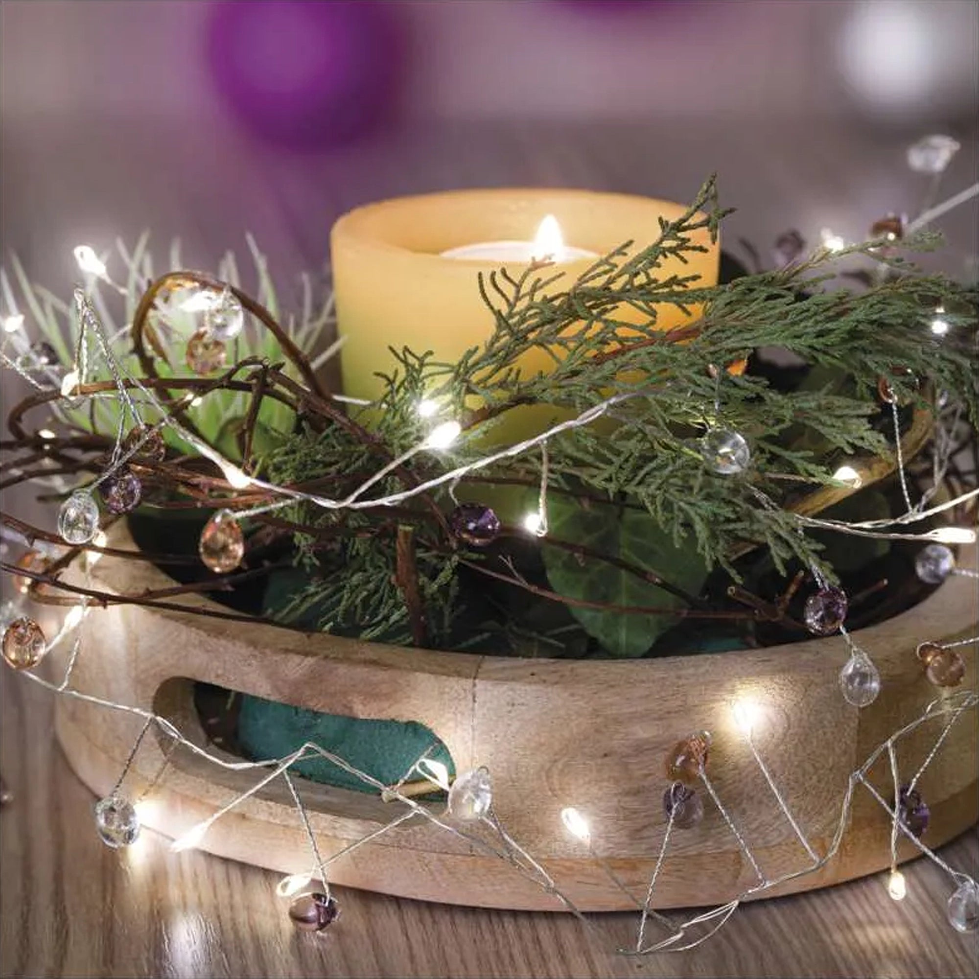 Božićna girlanda, kamenčići, LED, toplo bijela, 3xAA, IP20, 1.2m