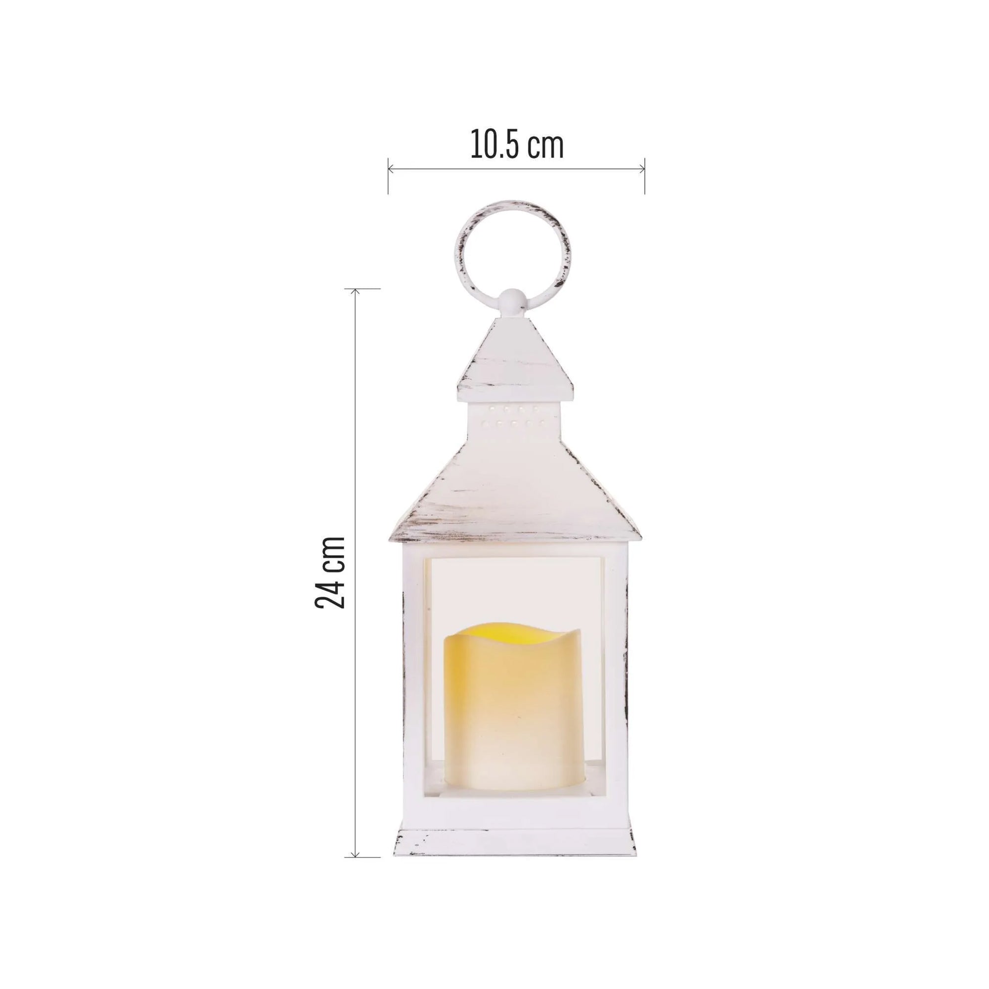 Lanterna sa svijećom, antikna, bijela, LED, 3xAAA, IP20
