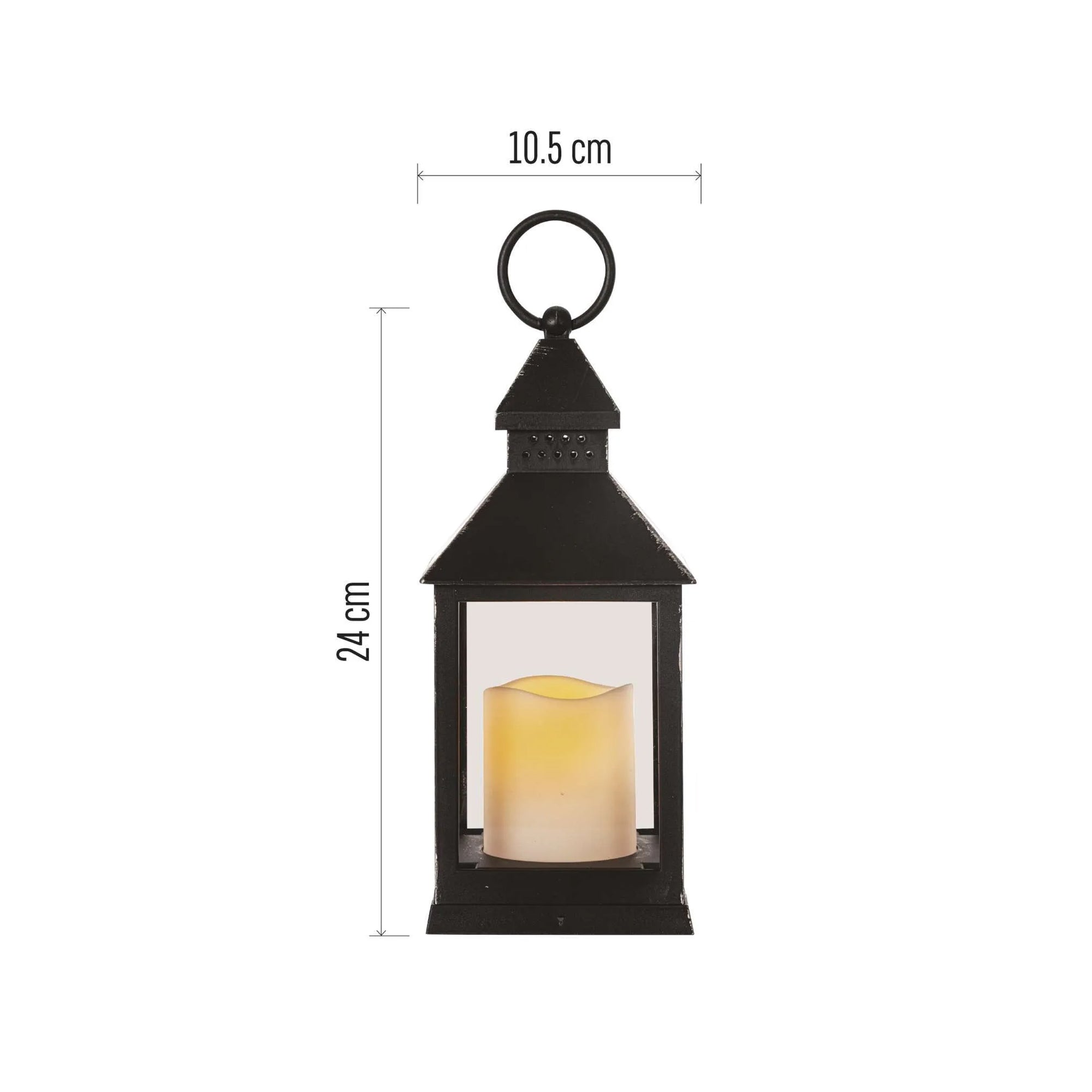 LED antique lantern, indoor, black, flickering, timer, 3xAAA