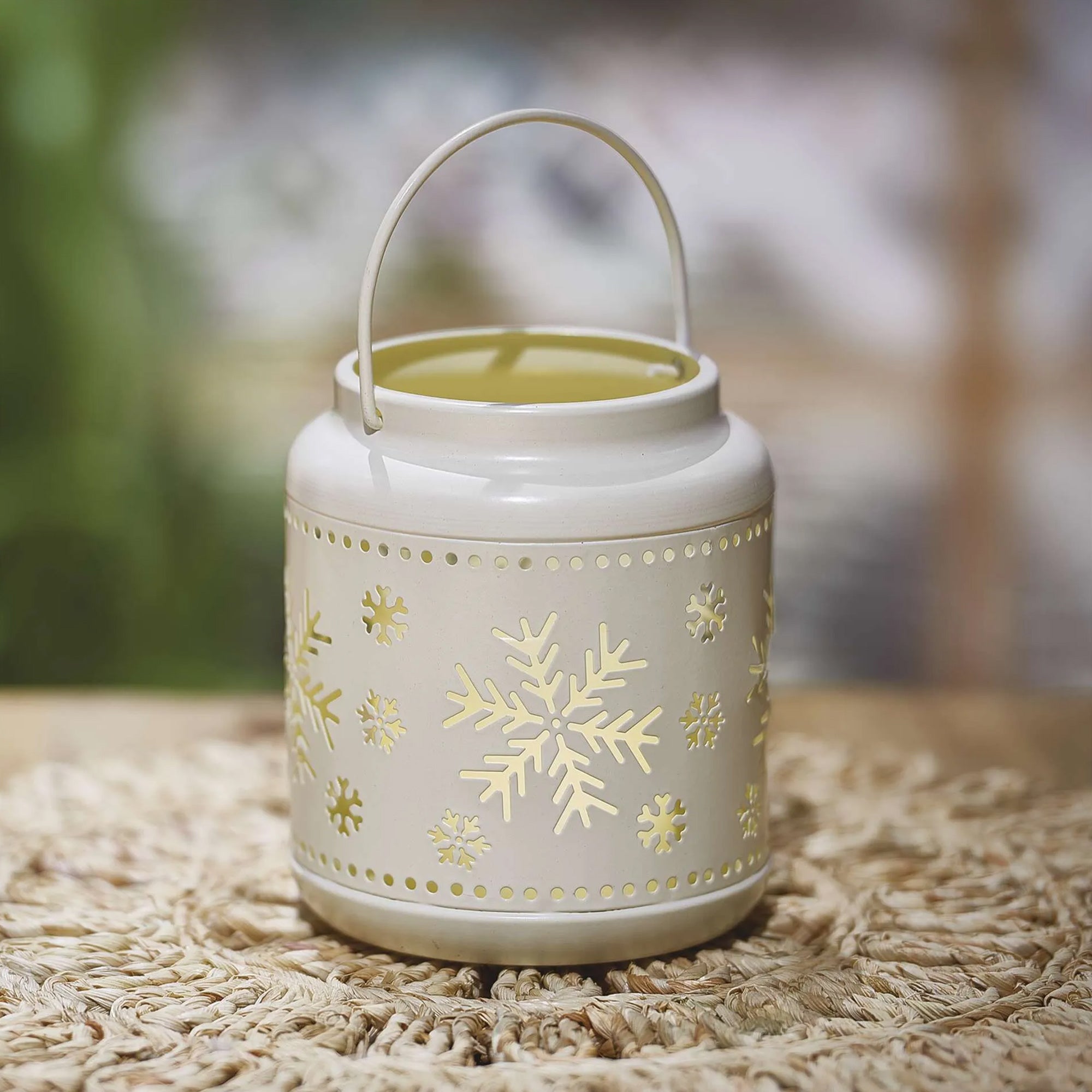 Božićna lanterna, s pahuljicama, metalna, LED, 3xAAA, IP20