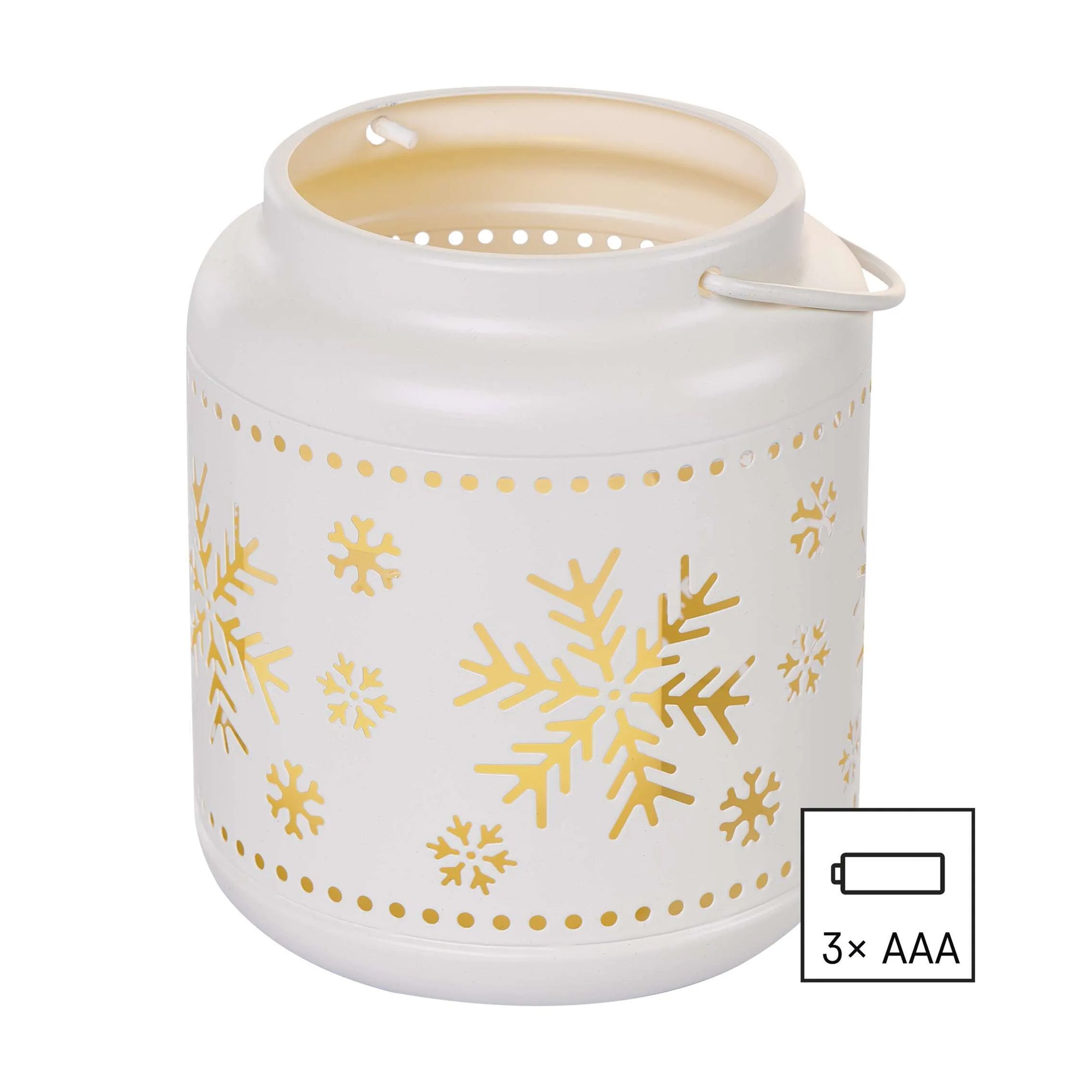 Božićna lanterna, s pahuljicama, metalna, LED, 3xAAA, IP20