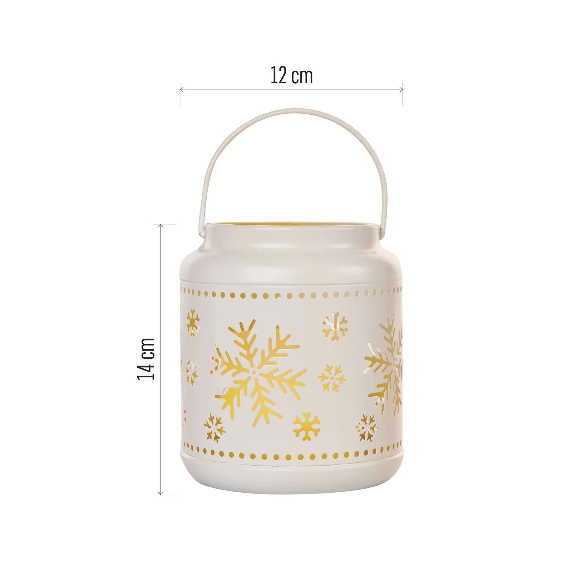 Božićna lanterna, s pahuljicama, metalna, LED, 3xAAA, IP20