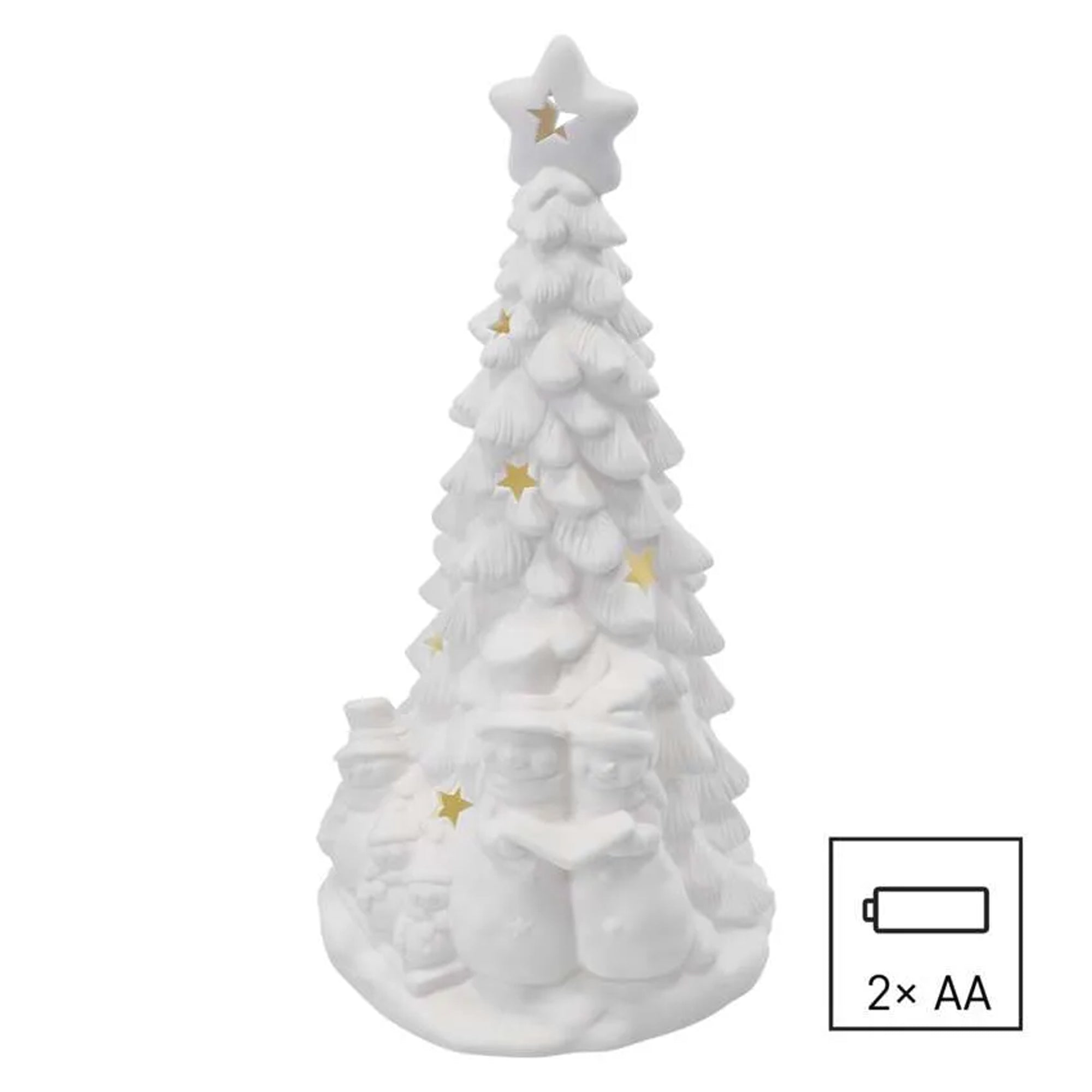 Božićno drvce, keramičko, LED, toplo bijela, 2xAA, IP20, 33.5cm
