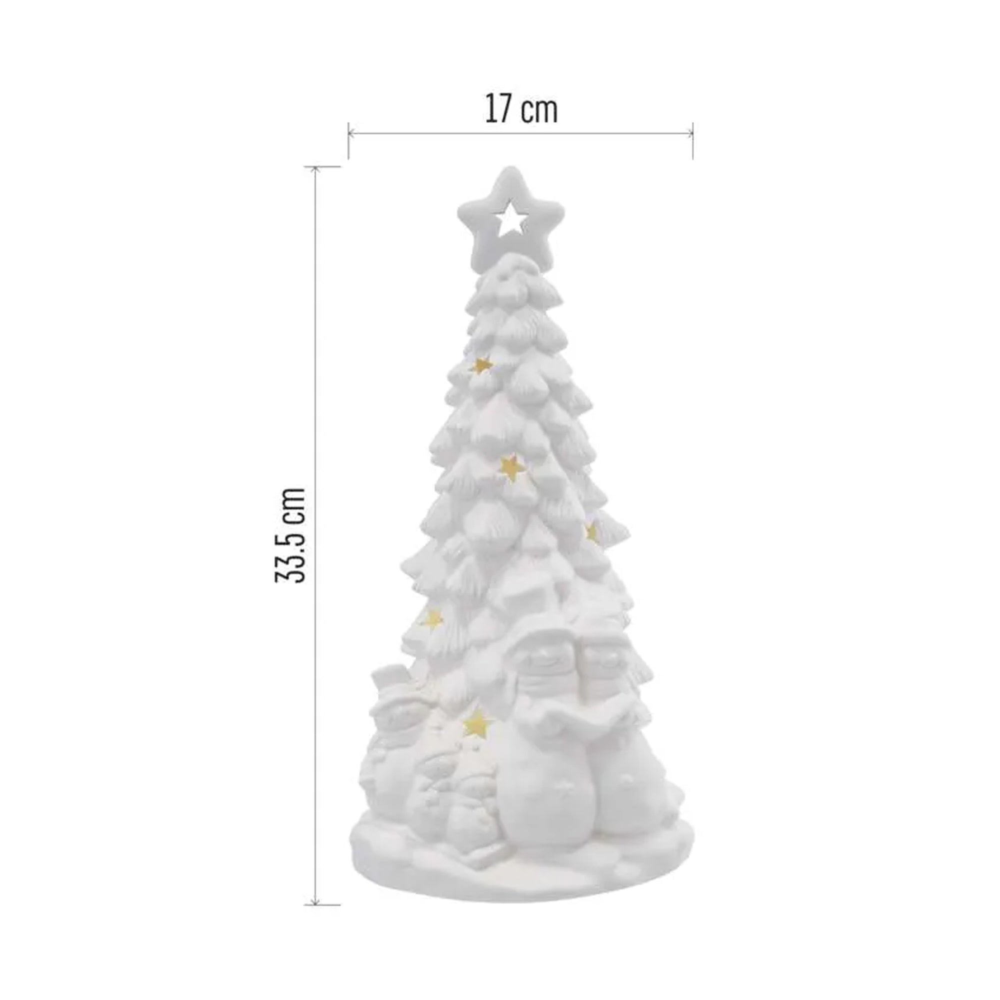Božićno drvce, keramičko, LED, toplo bijela, 2xAA, IP20, 33.5cm
